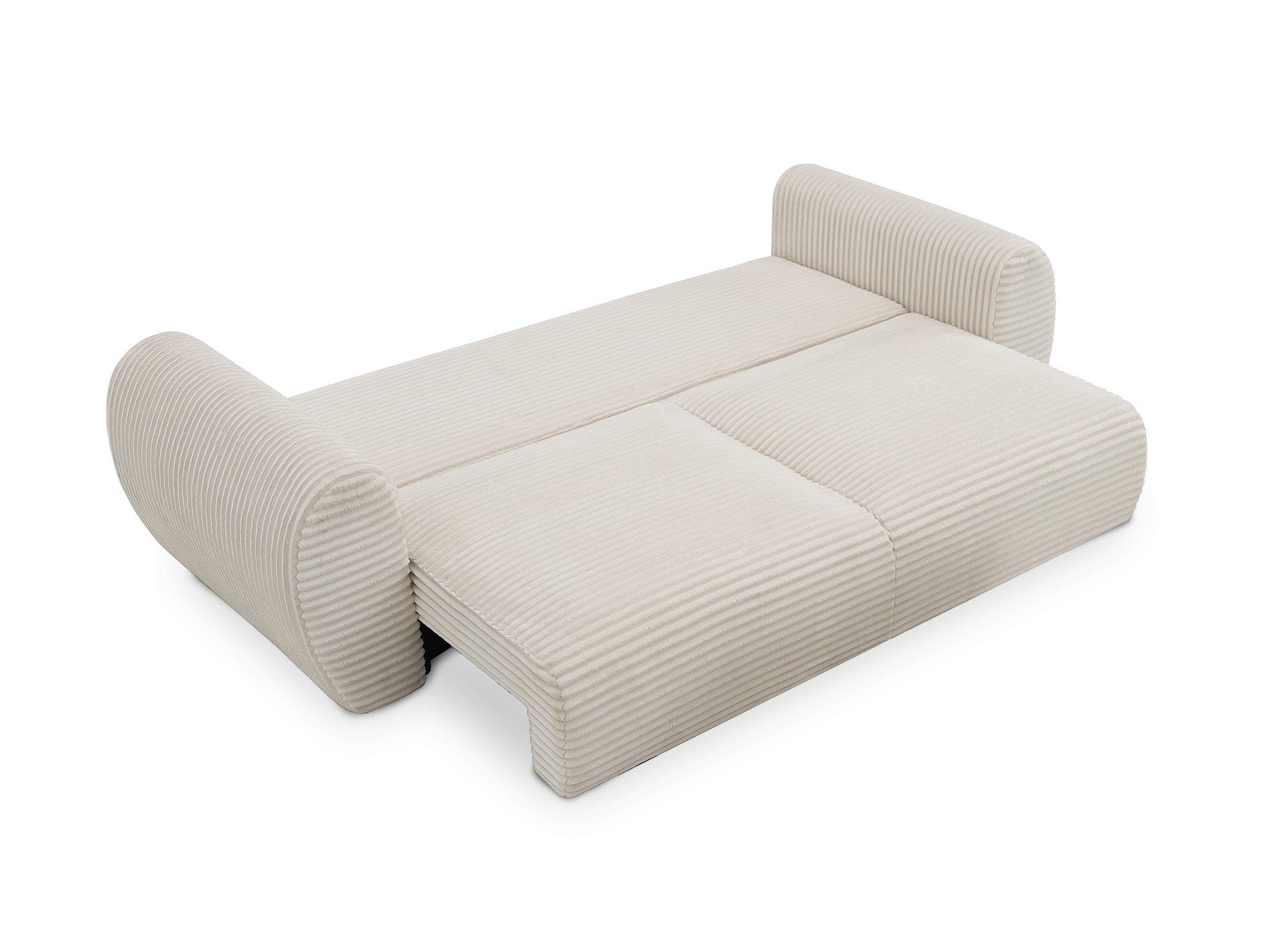 Sofá recto de 3 plazas TILDA con almacenaje en suave tejido de canalé beige