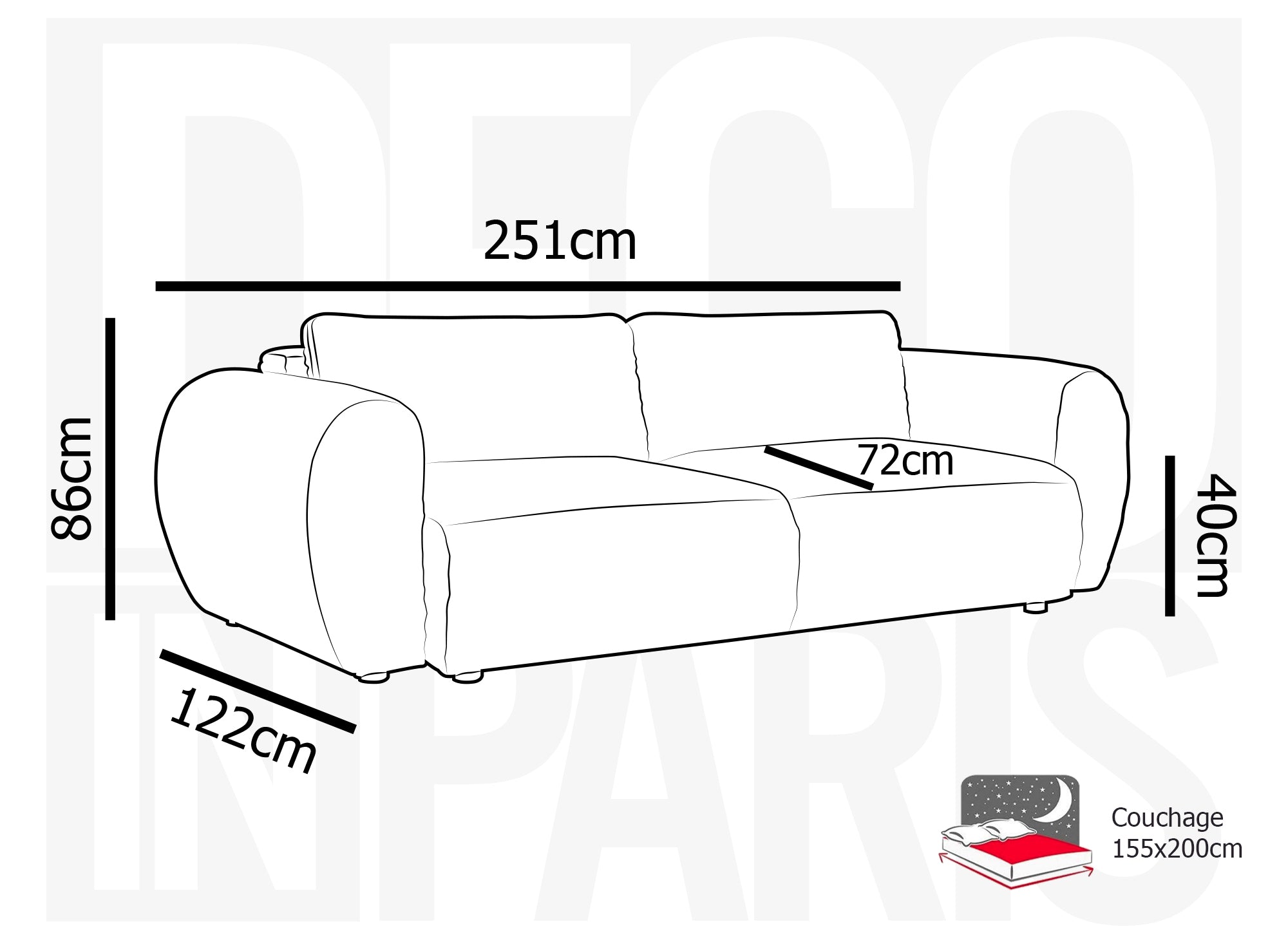 Sofá recto de 3 plazas TILDA con almacenaje en suave tejido acanalado color topo