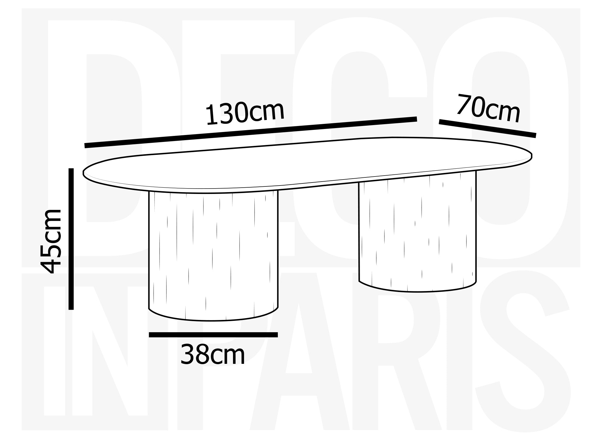 Mesa de centro ovalada DHARA en mármol compuesto beige