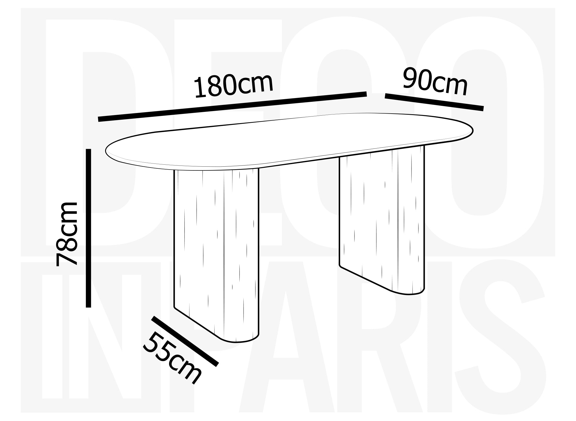 Mesa de comedor ovalada ELMA en mármol compuesto beige para 6 personas