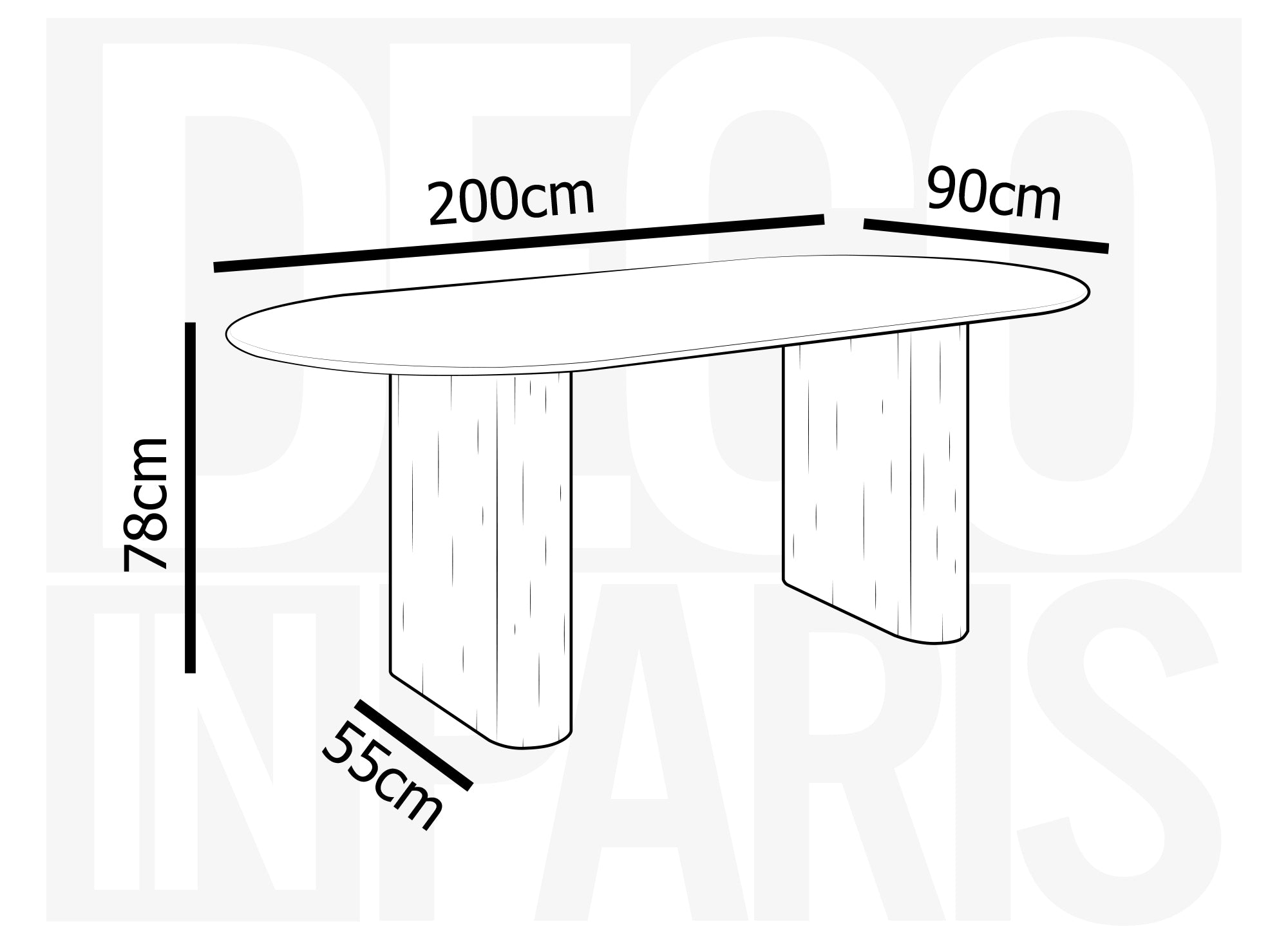 Mesa de comedor ovalada ELMA en mármol compuesto beige para 8 personas