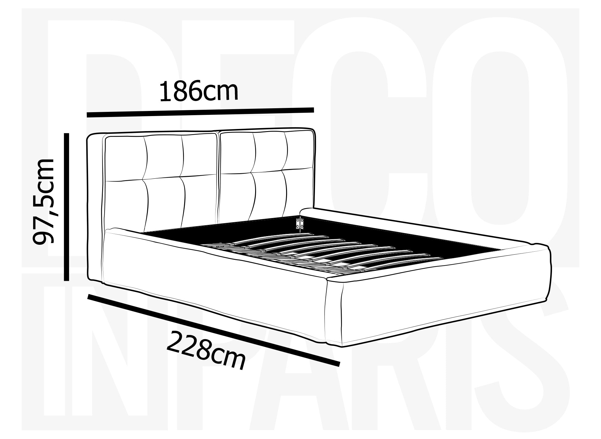 Cama doble YUNA de tejido bouclé beige 160x200cm