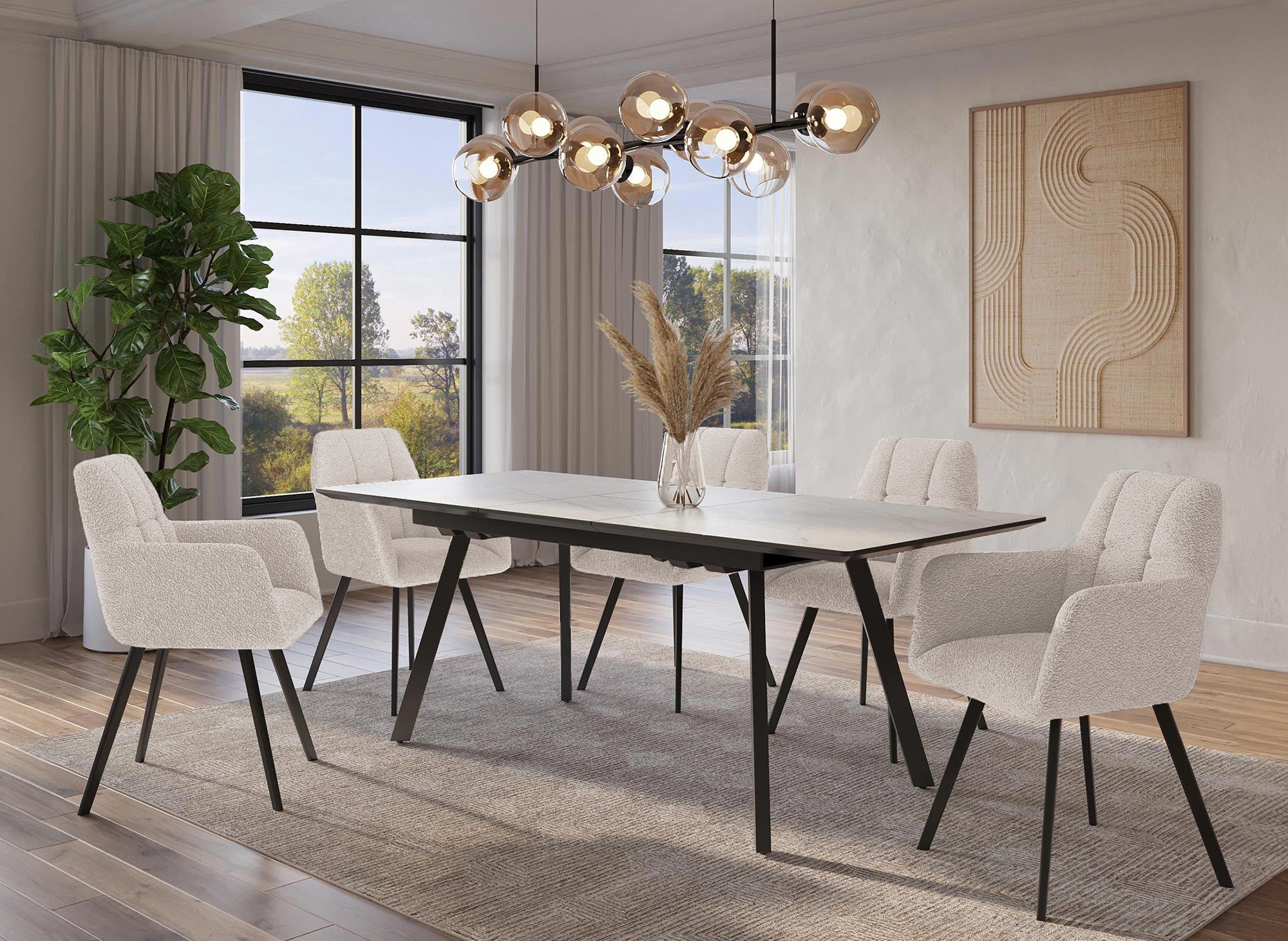 Juego de 2 sillas con reposabrazos efecto piel de oveja beige ESPERA