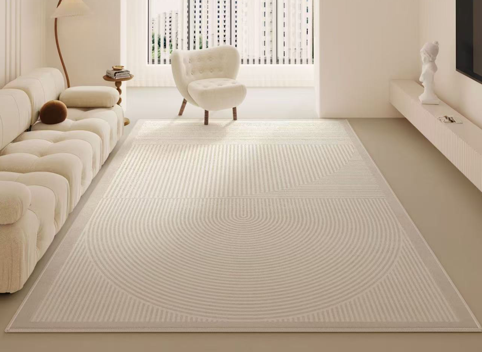 Alfombra rectangular BEYA color beige con diseño minimalista, 160 x 230 cm