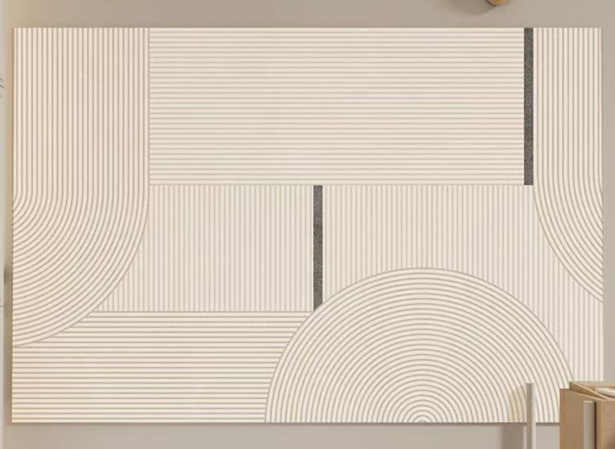 Alfombra rectangular beige con motivos geométricos, 160x230cm, LYRA