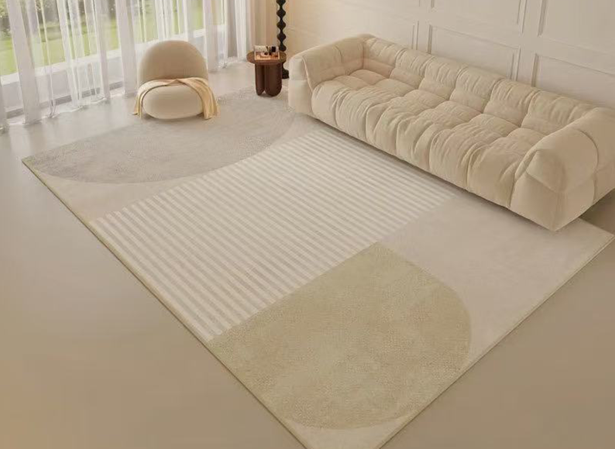 Alfombra rectangular beige con motivos geométricos 160x230cm KANNY