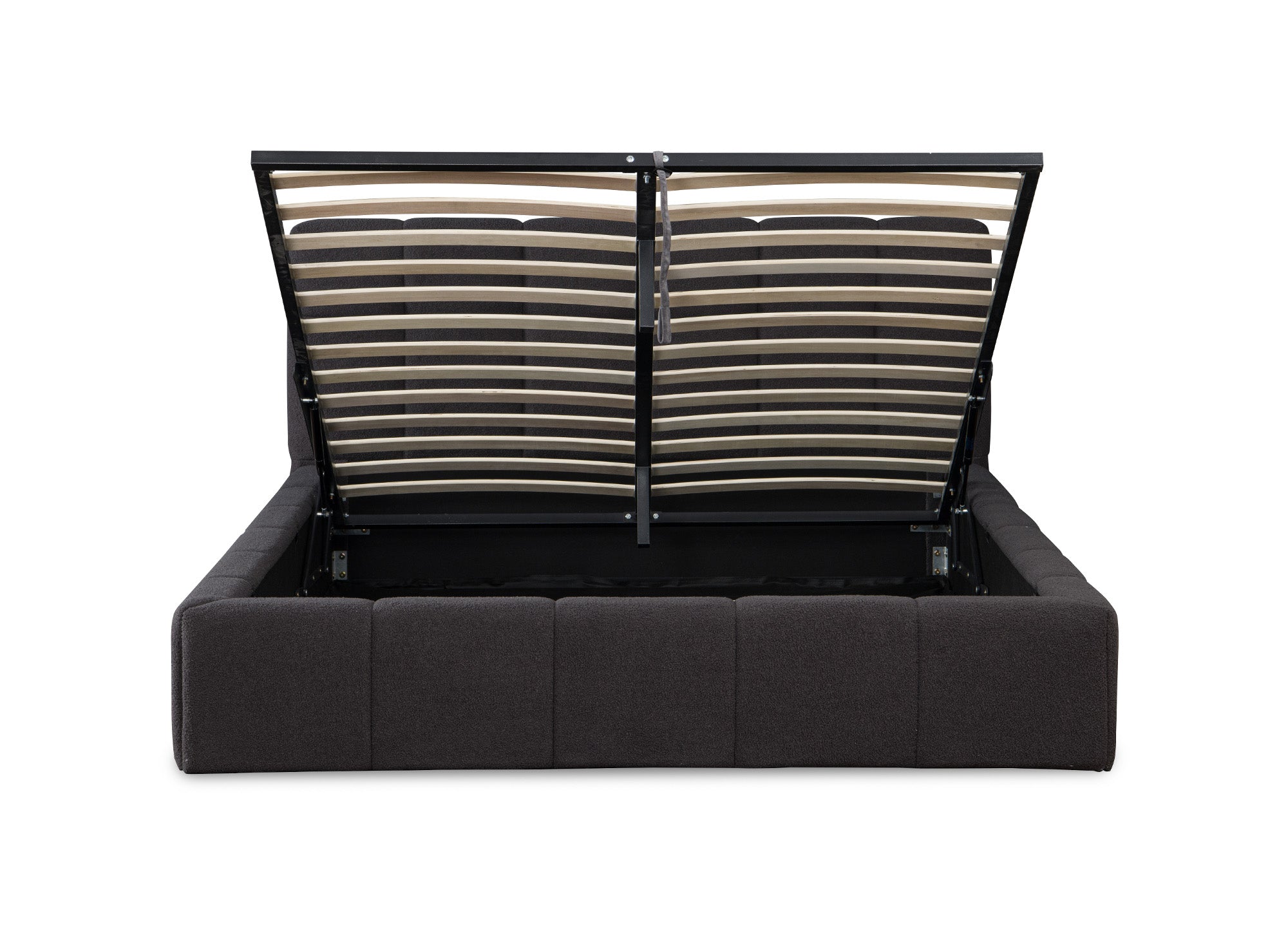 Cama contenedor de tela bouclé gris MILIE 180x200 cm