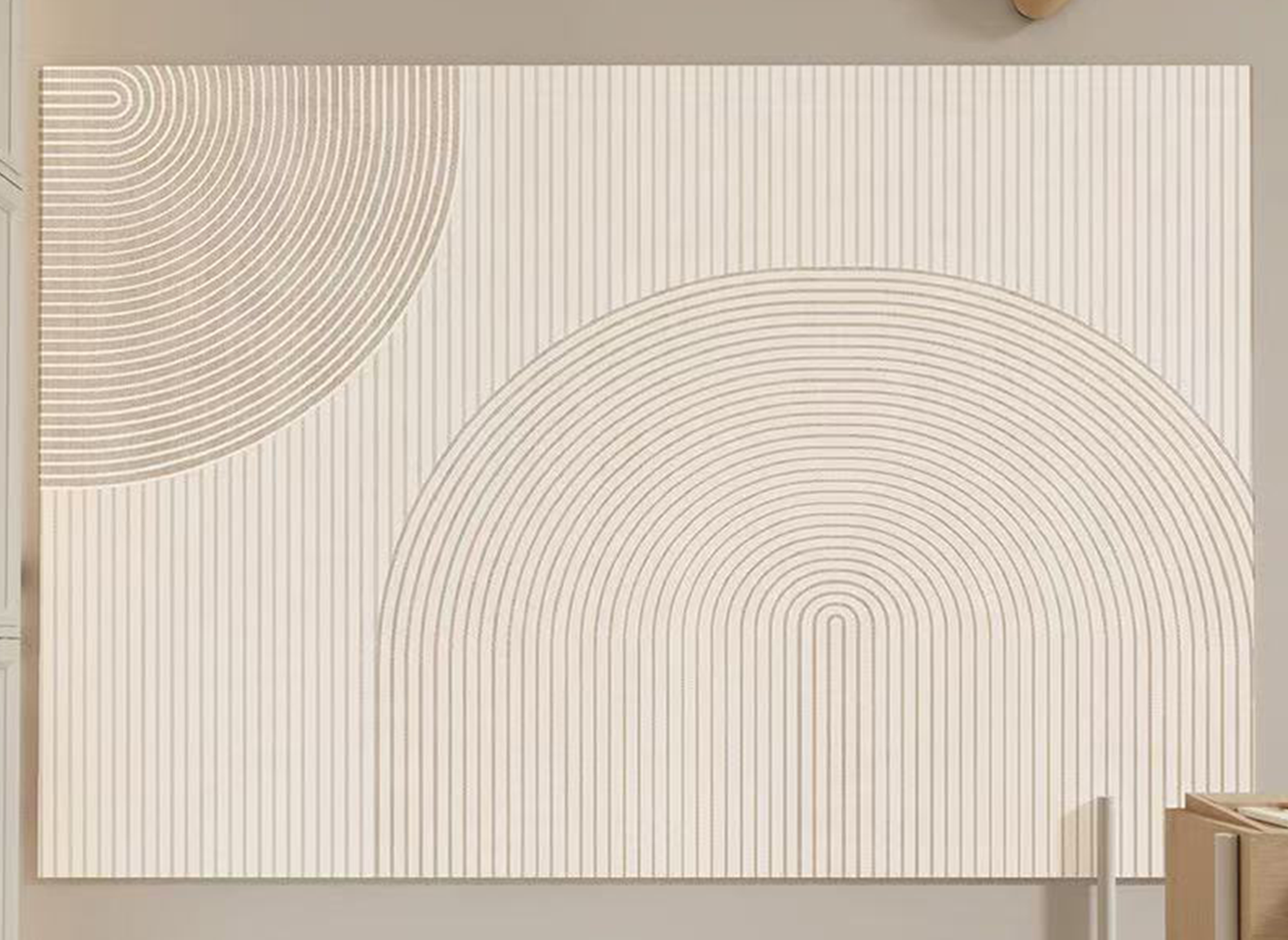 Alfombra rectangular beige con motivos circulares, 160x230cm, SAMA