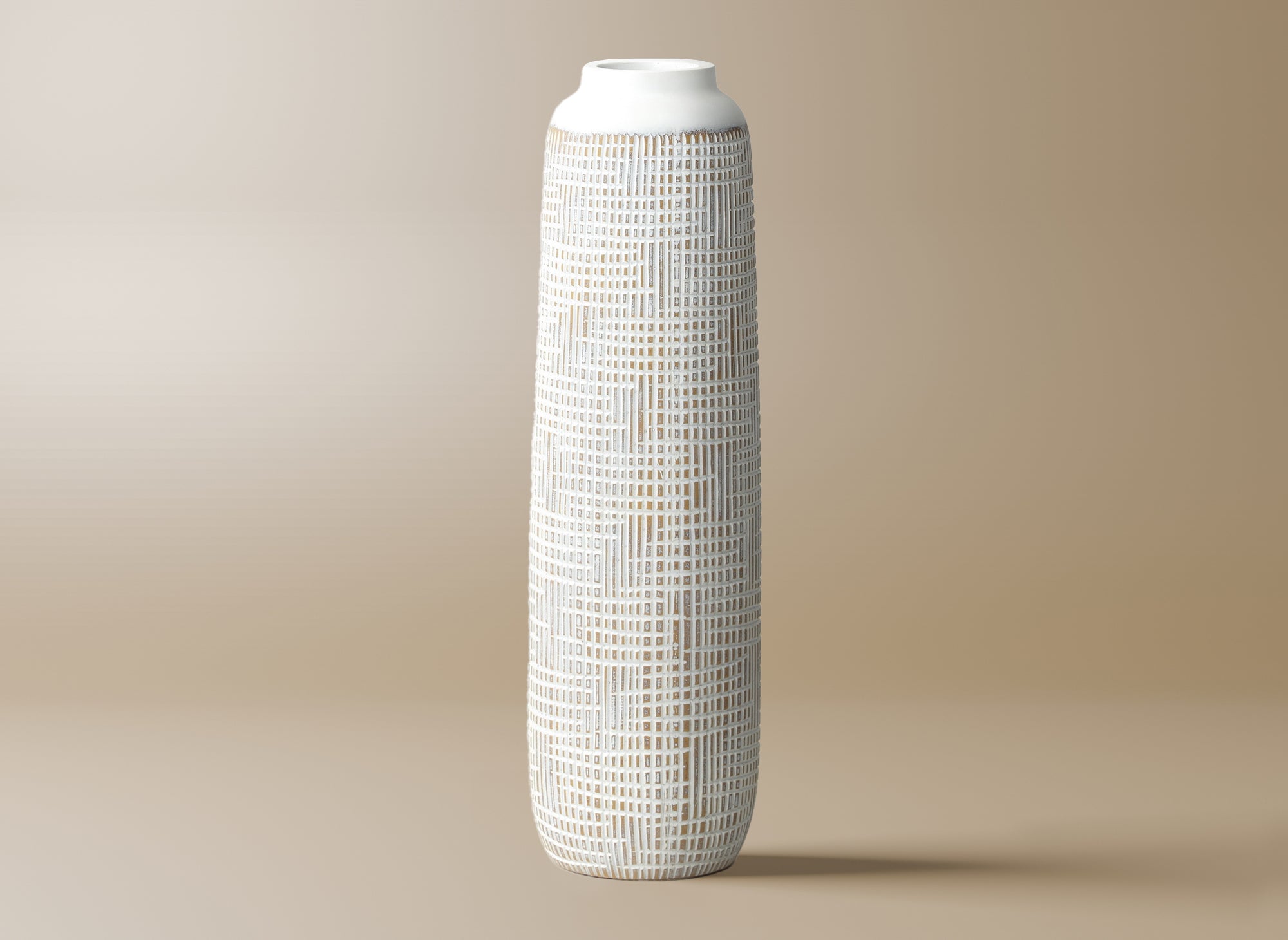 Jarrón tótem YONI de poliresina blanca, 50 cm de alto