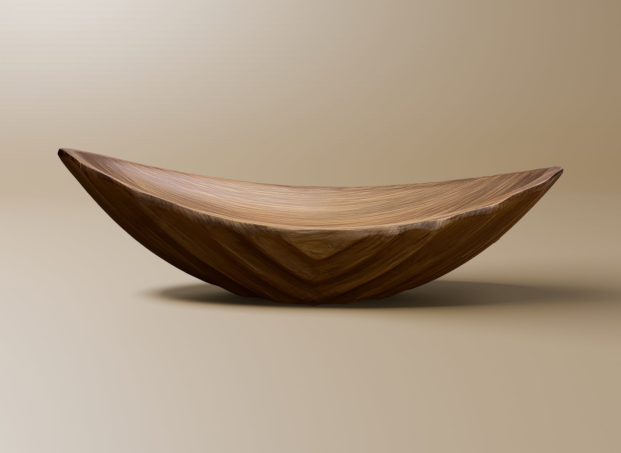 Cuenco decorativo grande con efecto de madera tallada, 44 cm, DERYA