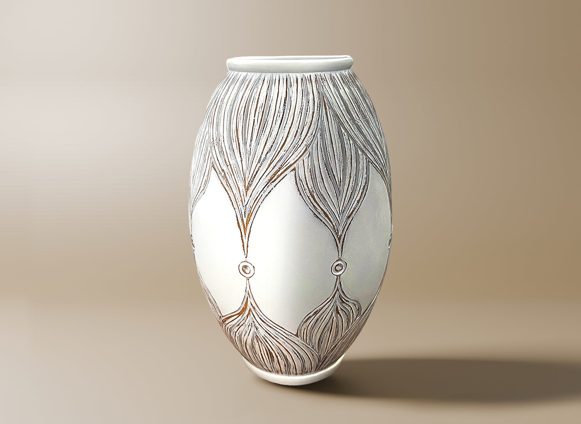 Jarrón MANOLIS de poliresina blanca, 36 cm de alto