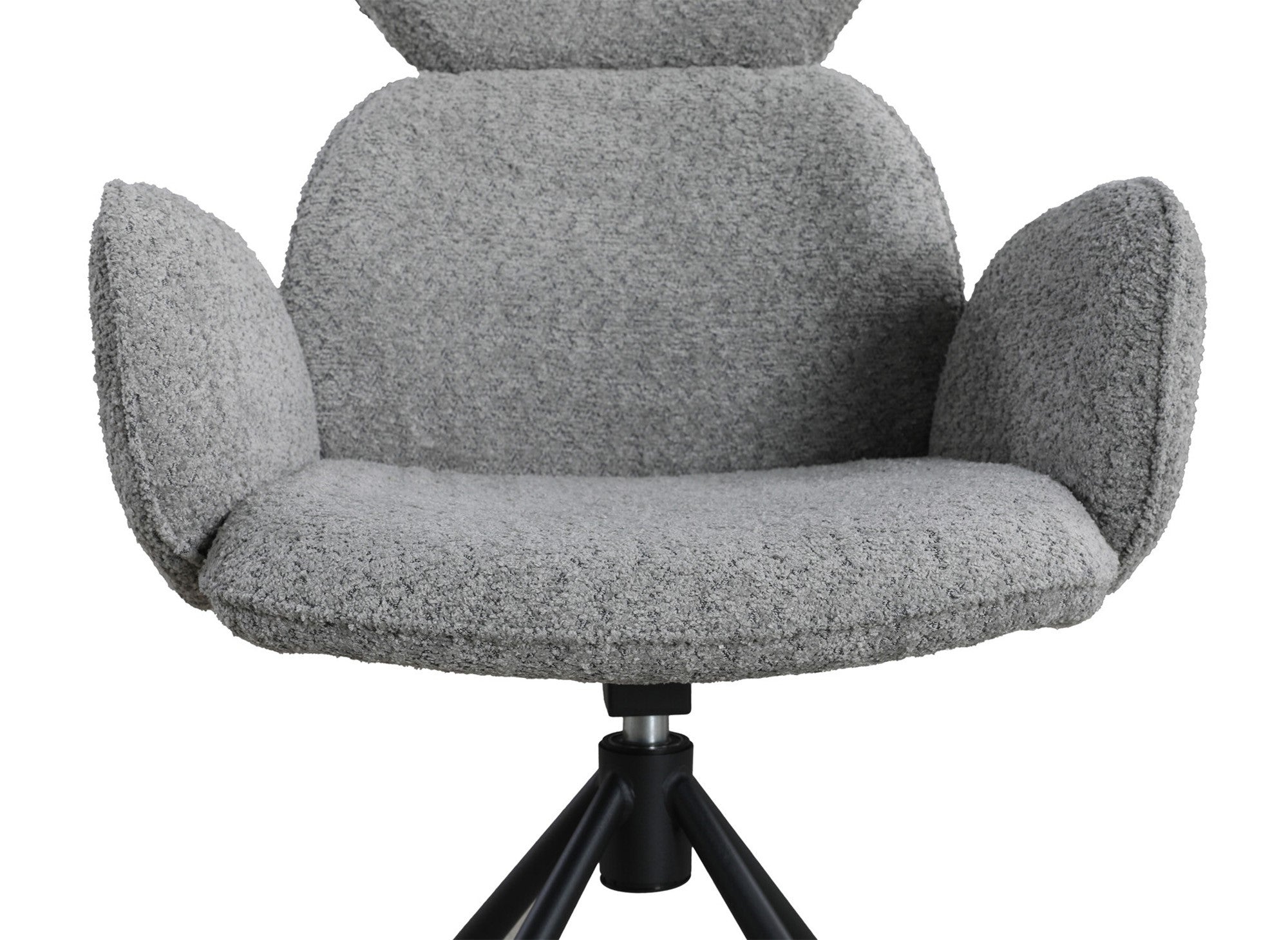 Juego de 2 sillones giratorios MAGY con reposabrazos en tejido gris efecto piel de oveja