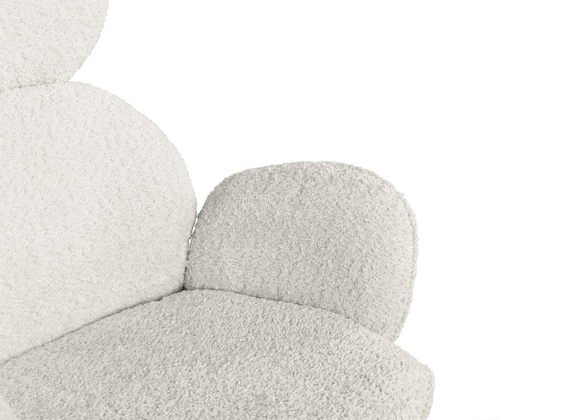 Juego de 2 sillones giratorios MAGY con reposabrazos en tela color beige con efecto piel de oveja.