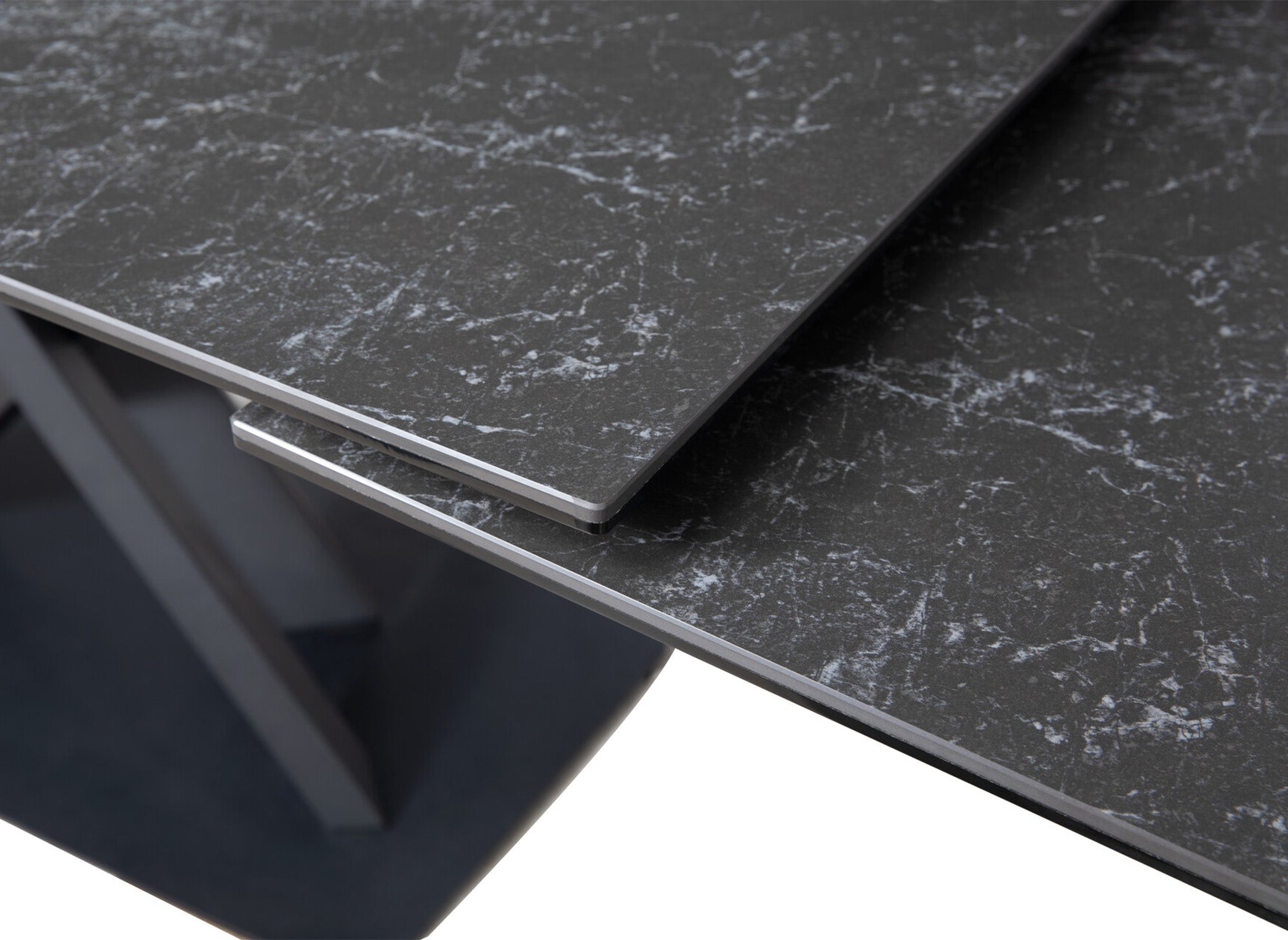 Mesa de comedor extensible ELEGANCE de cerámica negra para 6-10 personas