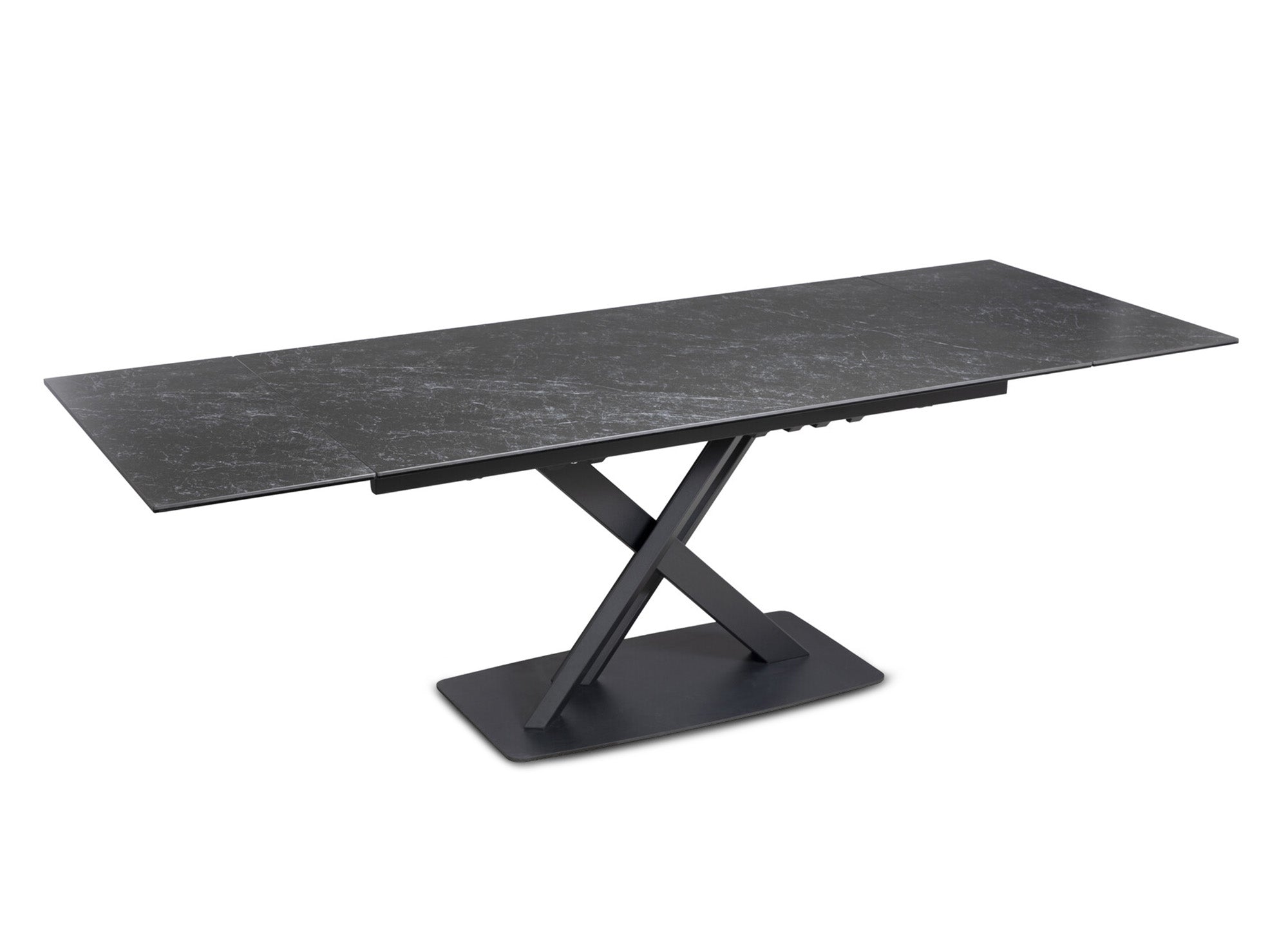 Mesa de comedor extensible ELEGANCE de cerámica negra para 6-10 personas