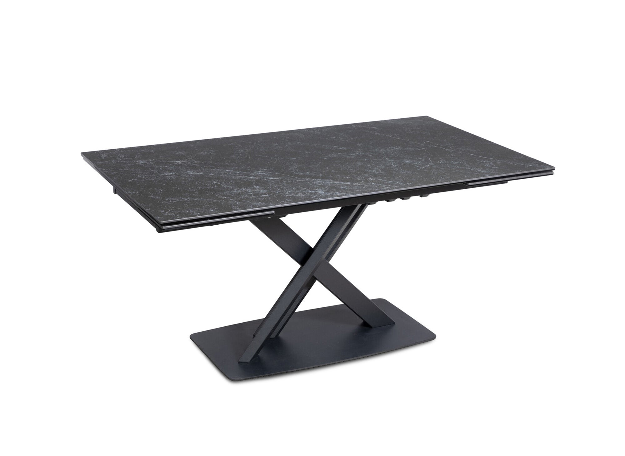 Mesa de comedor extensible ELEGANCE de cerámica negra para 6-10 personas