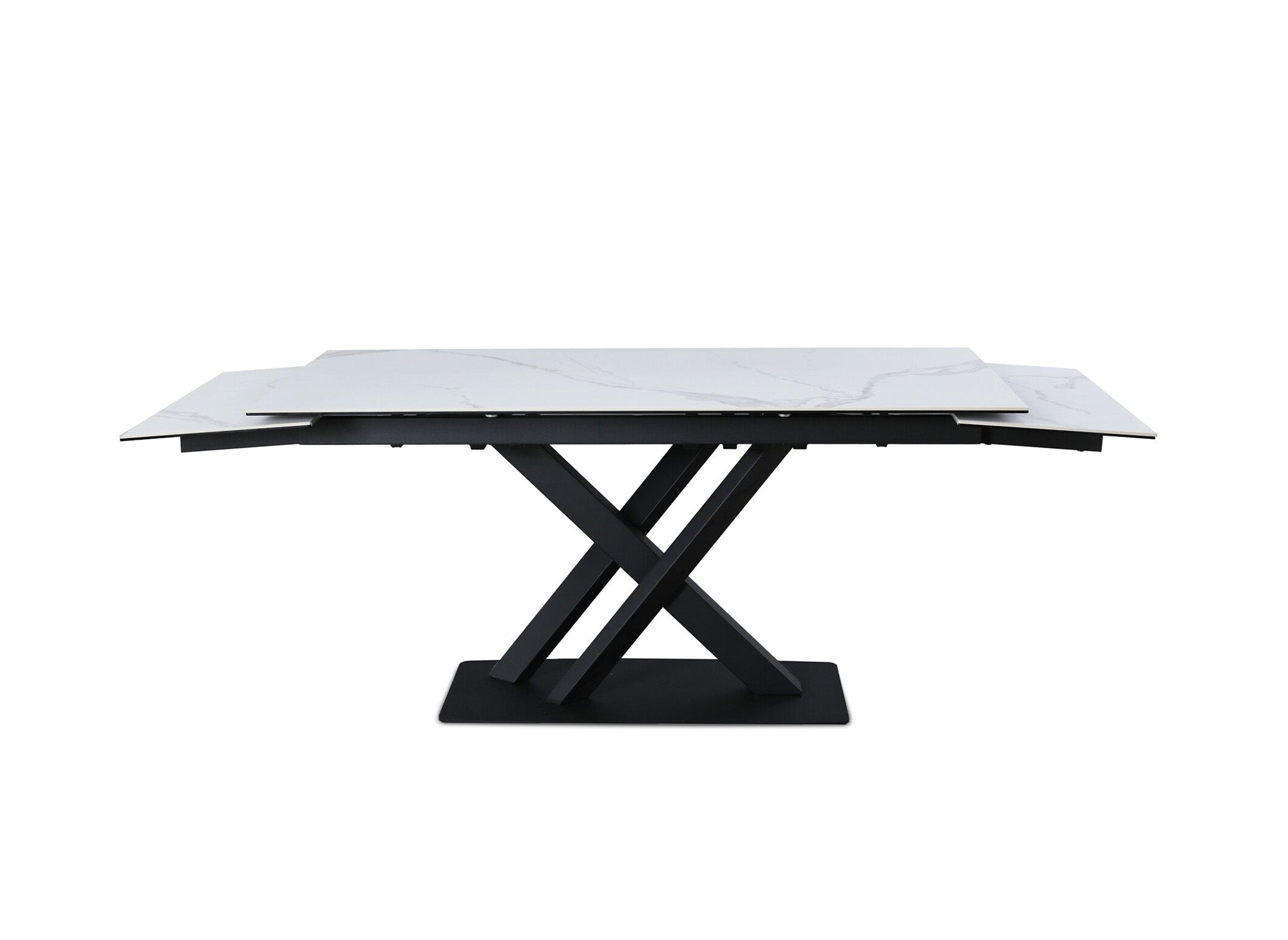 Mesa de comedor extensible ELEGANCE de cerámica blanca para 6-10 personas