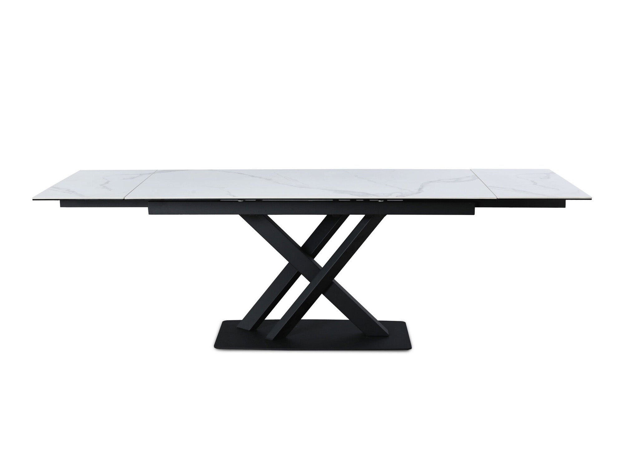 Mesa de comedor extensible ELEGANCE de cerámica blanca para 6-10 personas