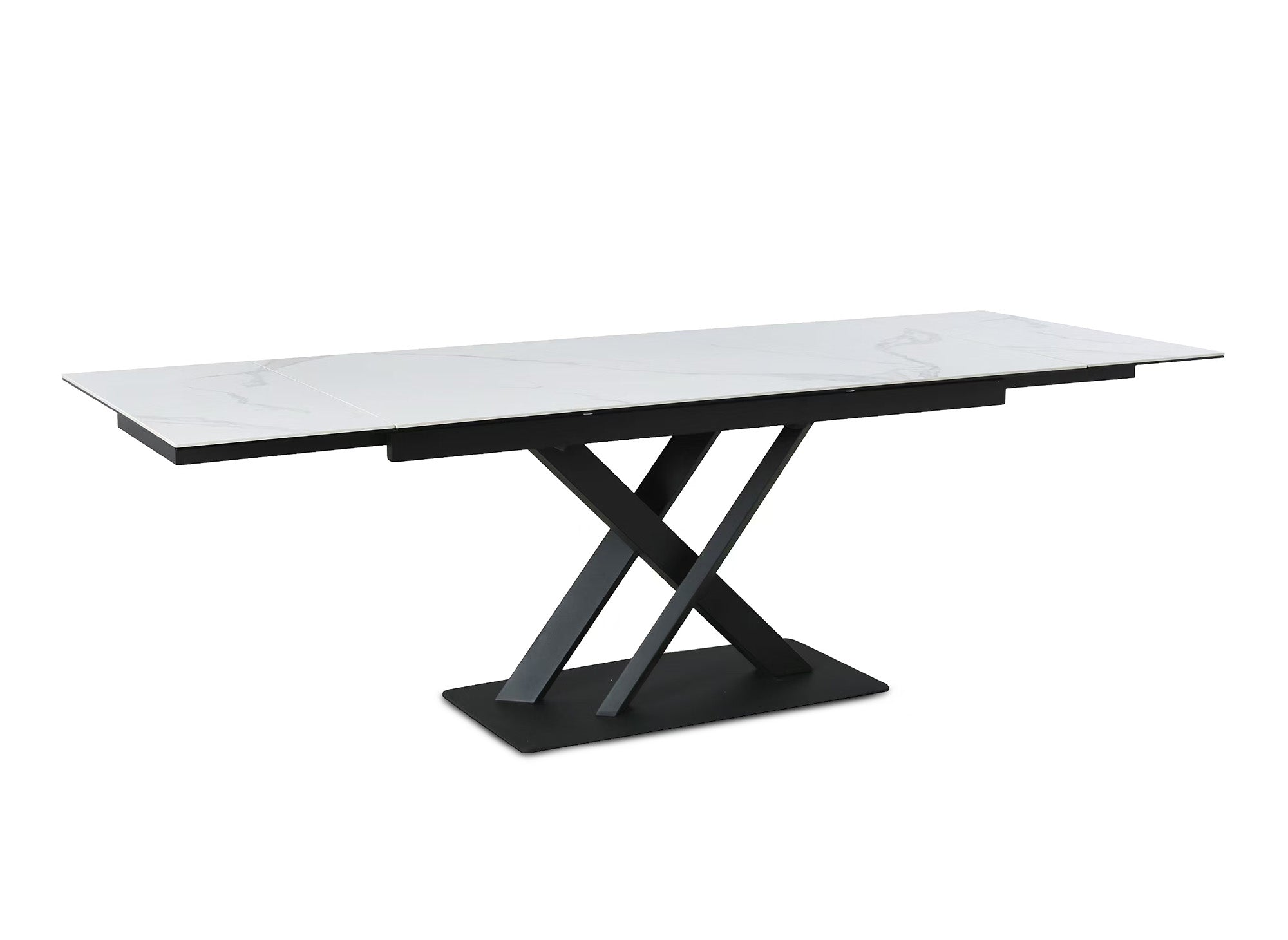 Mesa de comedor extensible ELEGANCE de cerámica blanca para 6-10 personas