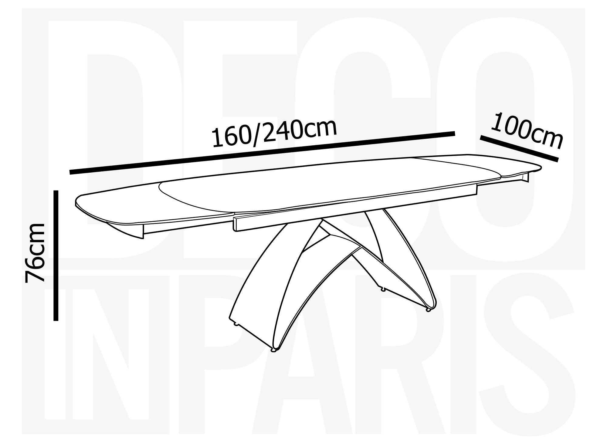 Mesa de comedor extensible de cristal templado negro para 6-10 personas PARIS