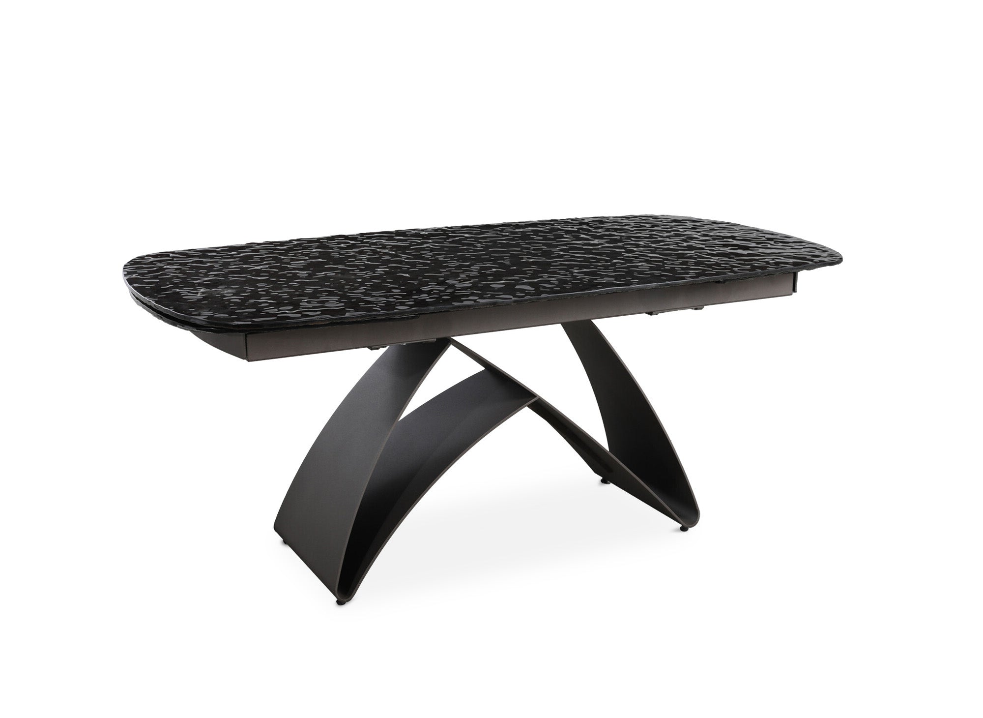 Mesa de comedor extensible de cristal templado negro para 6-10 personas PARIS