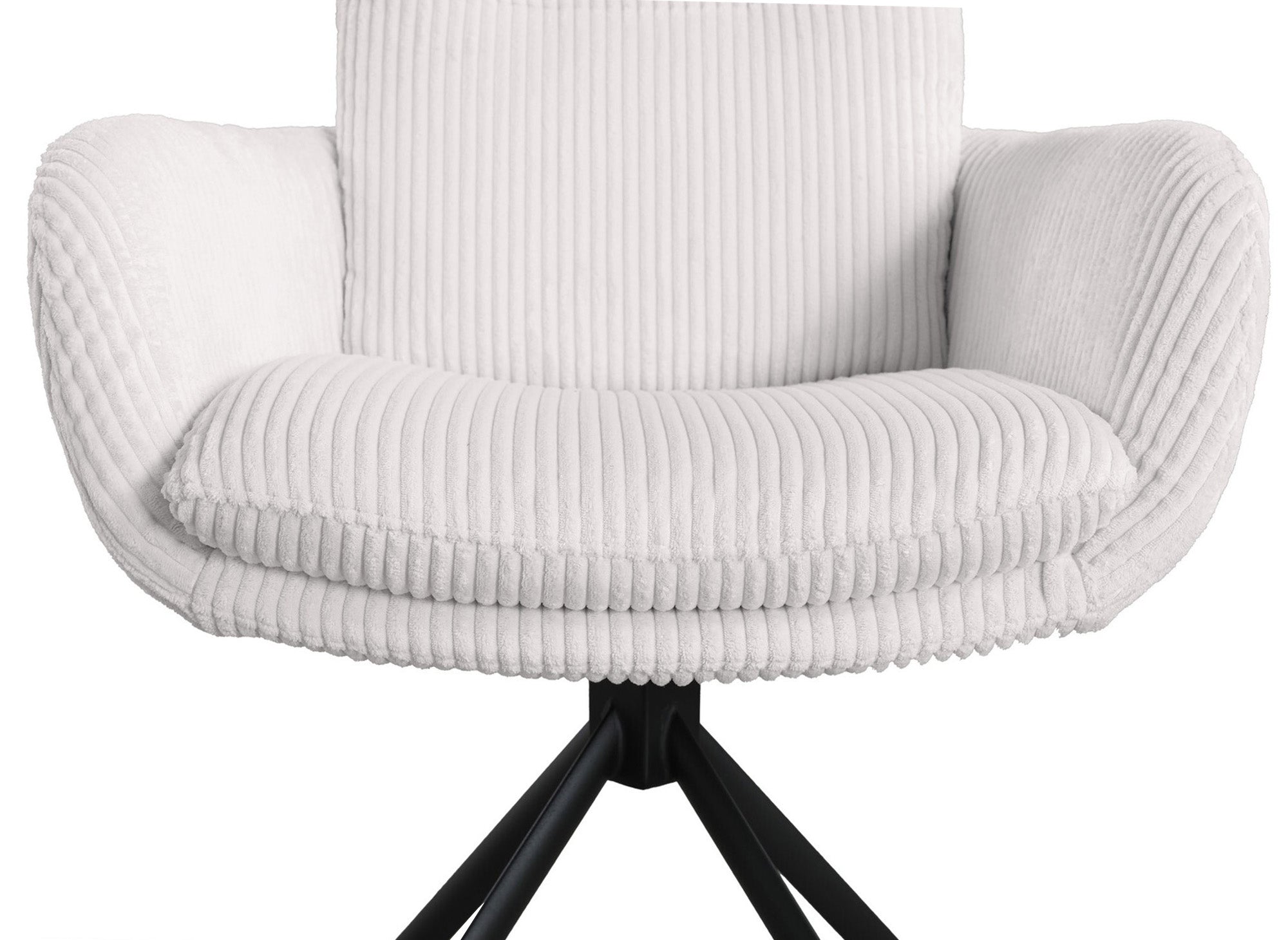 Silla de diseño LOLA con reposabrazos en pana color crudo