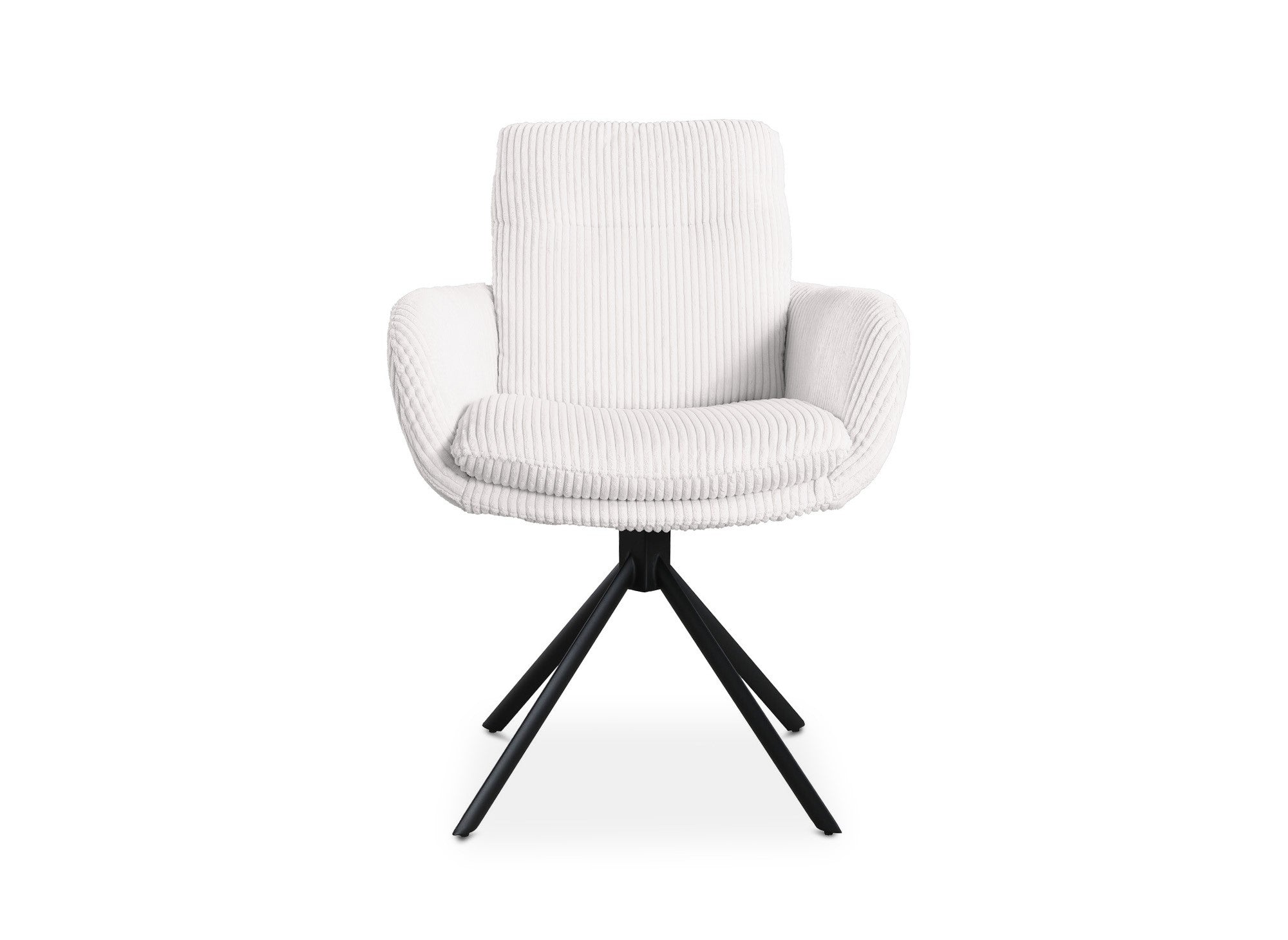 Silla de diseño LOLA con reposabrazos en pana color crudo