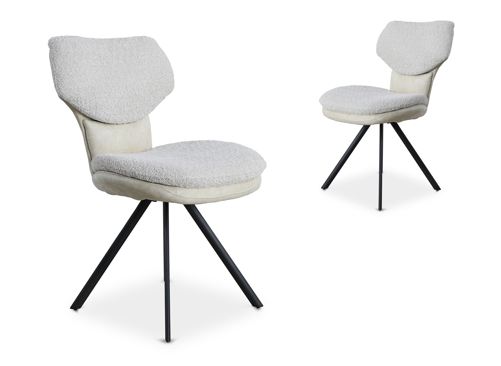 Conjunto de 2 sillas de diseño MILIA en tejido bouclé beige