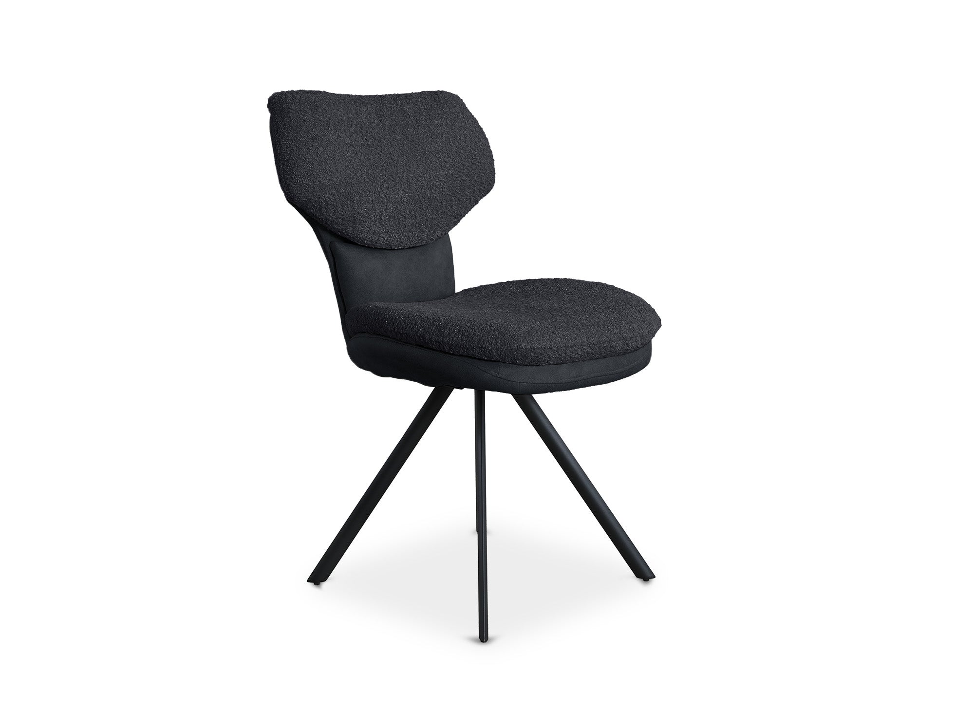 Juego de 2 sillas de diseño MILIA en tela bouclé gris antracita