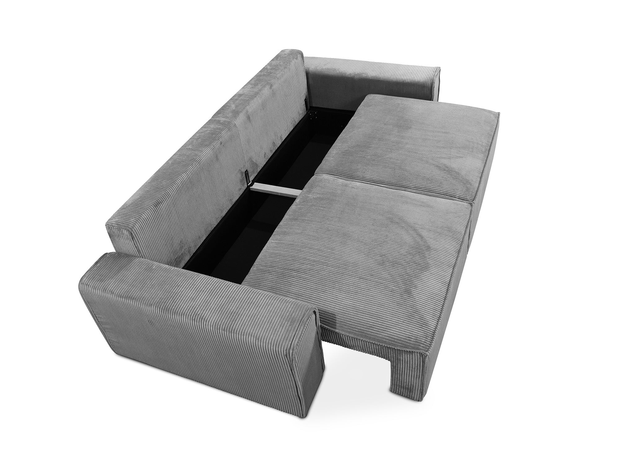 Sofá cama DONA de 3 plazas con almacenaje en pana gris gruesa