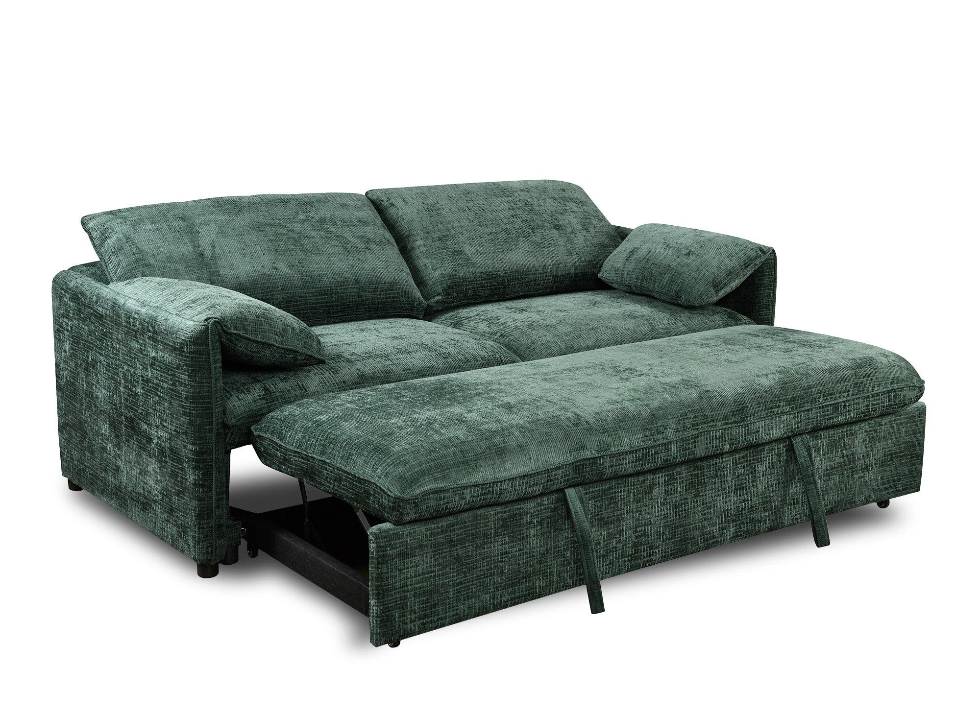 Sofá cama LAMAR de 3 plazas en terciopelo verde jaspeado