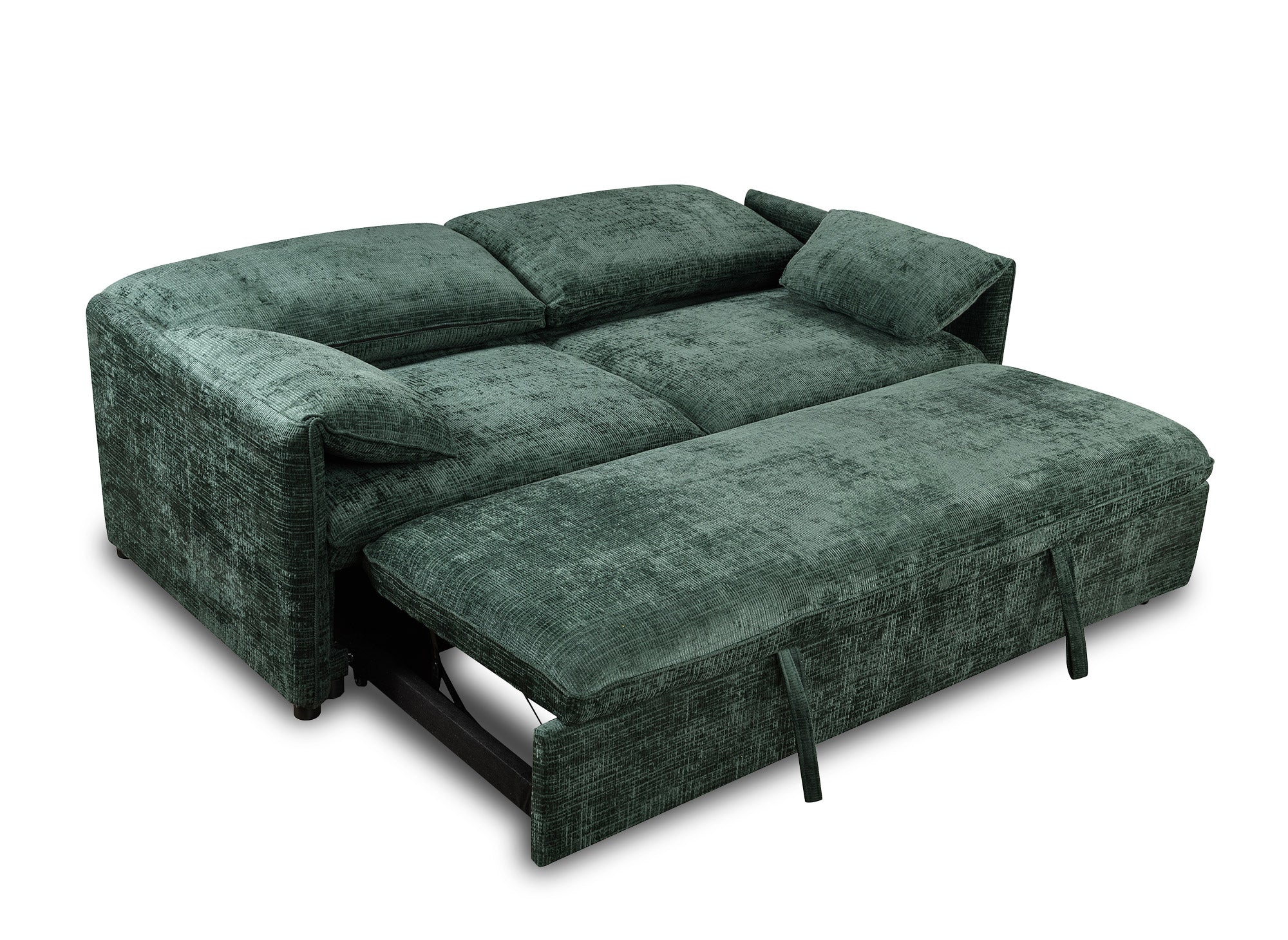 Sofá cama LAMAR de 3 plazas en terciopelo verde jaspeado