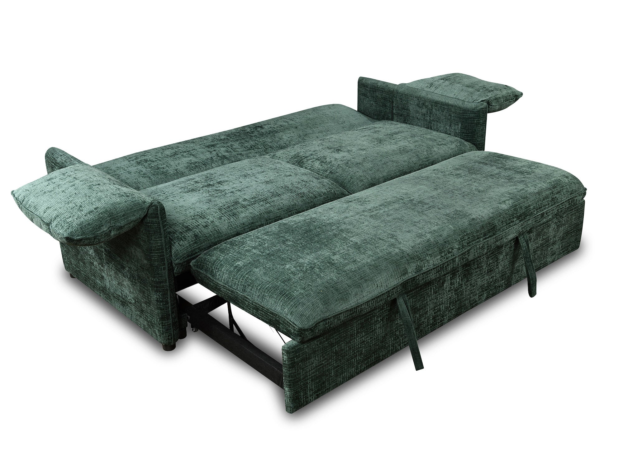 Sofá cama LAMAR de 3 plazas en terciopelo verde jaspeado