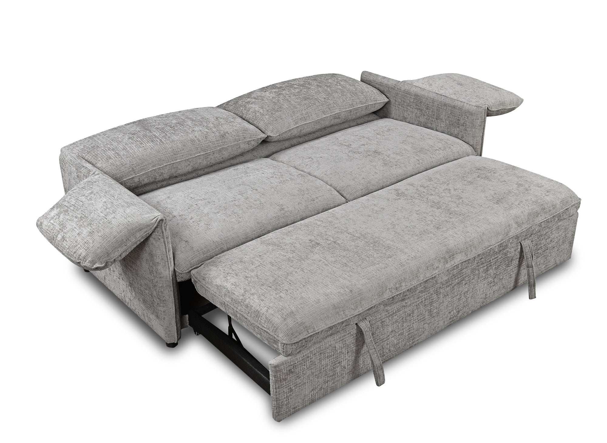 Sofá cama LAMAR de 3 plazas en terciopelo gris jaspeado