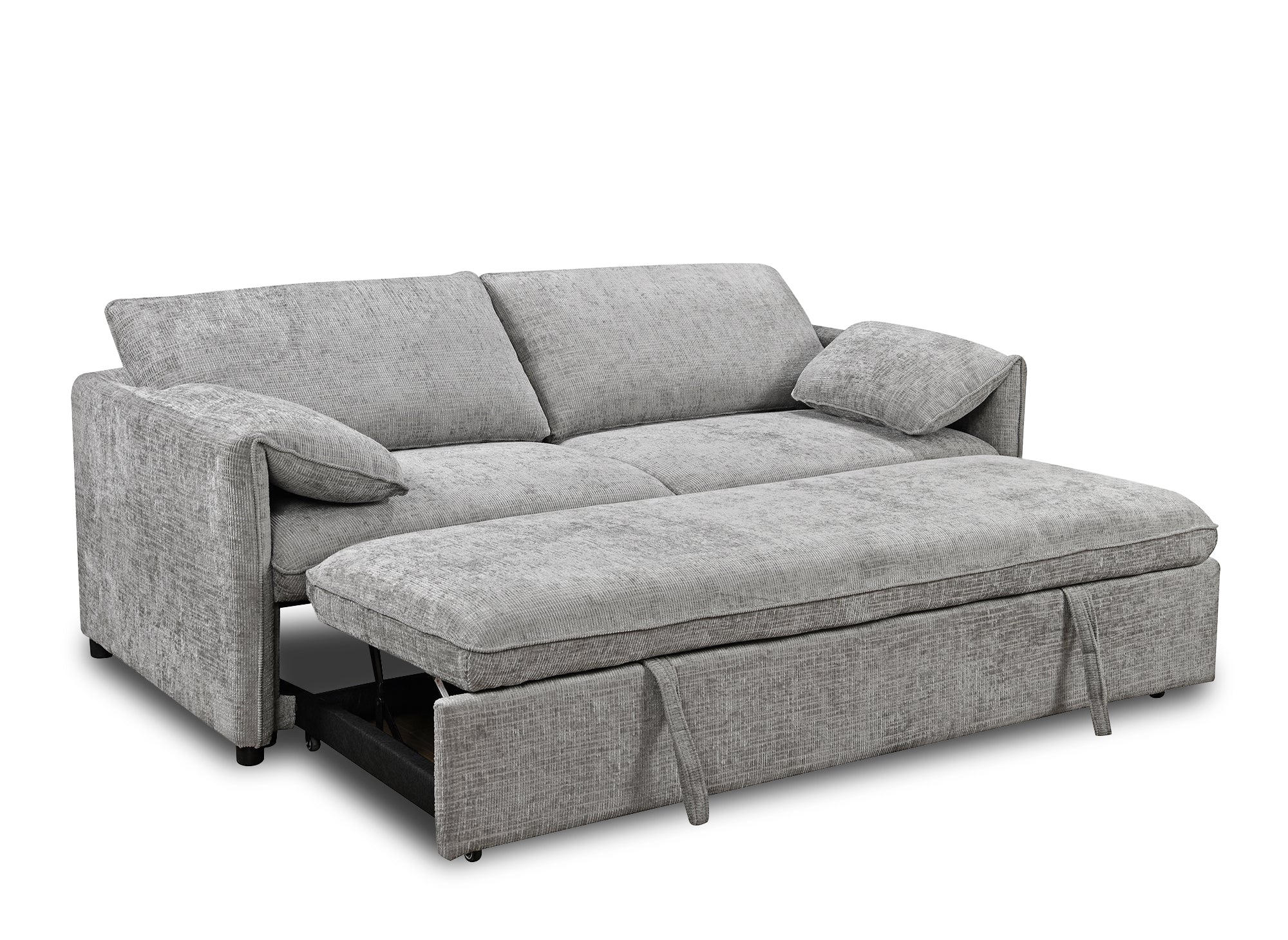 Sofá cama LAMAR de 3 plazas en terciopelo gris jaspeado