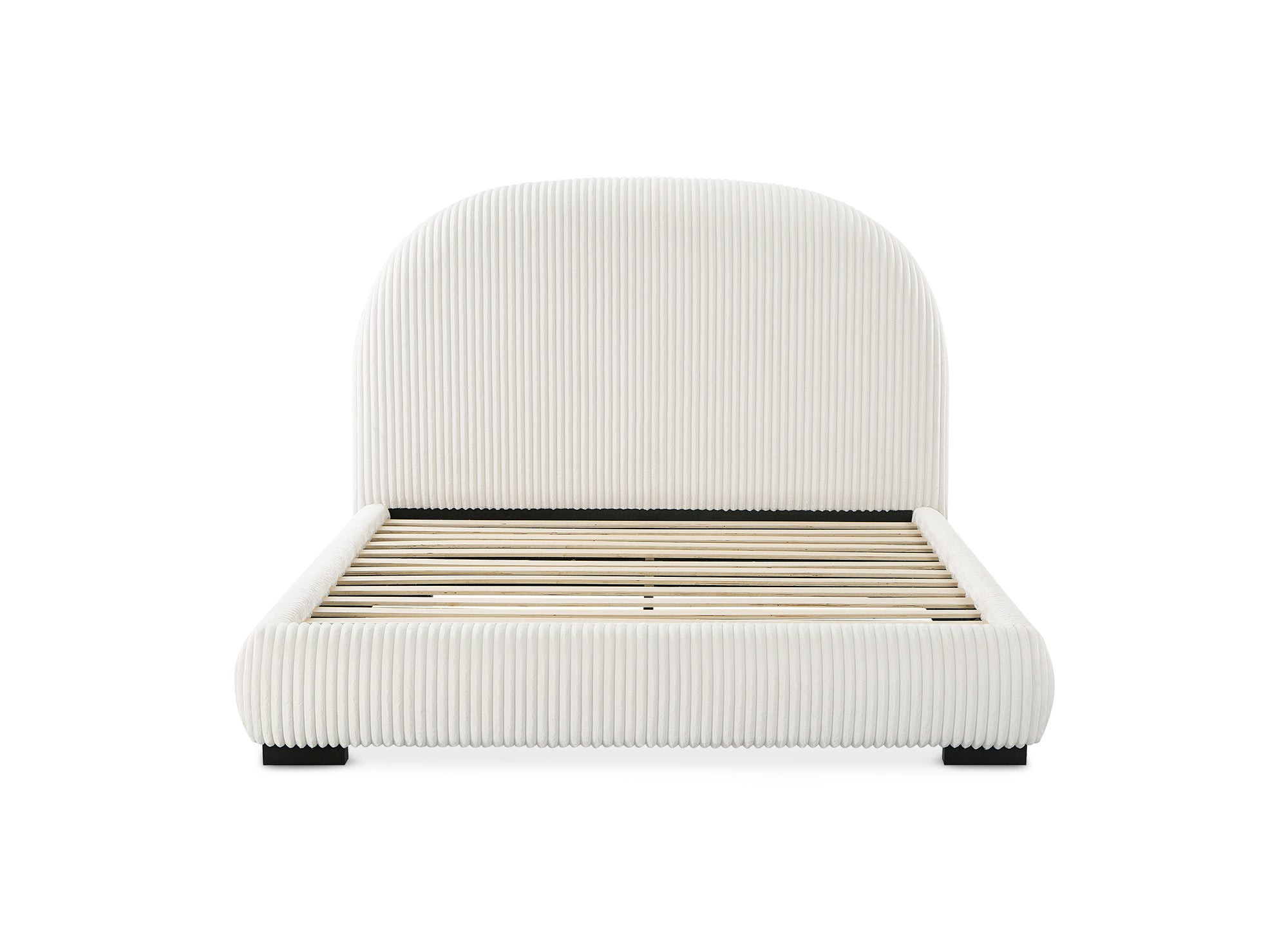 Cómoda cama doble de pana gruesa color beige de 160x200 cm