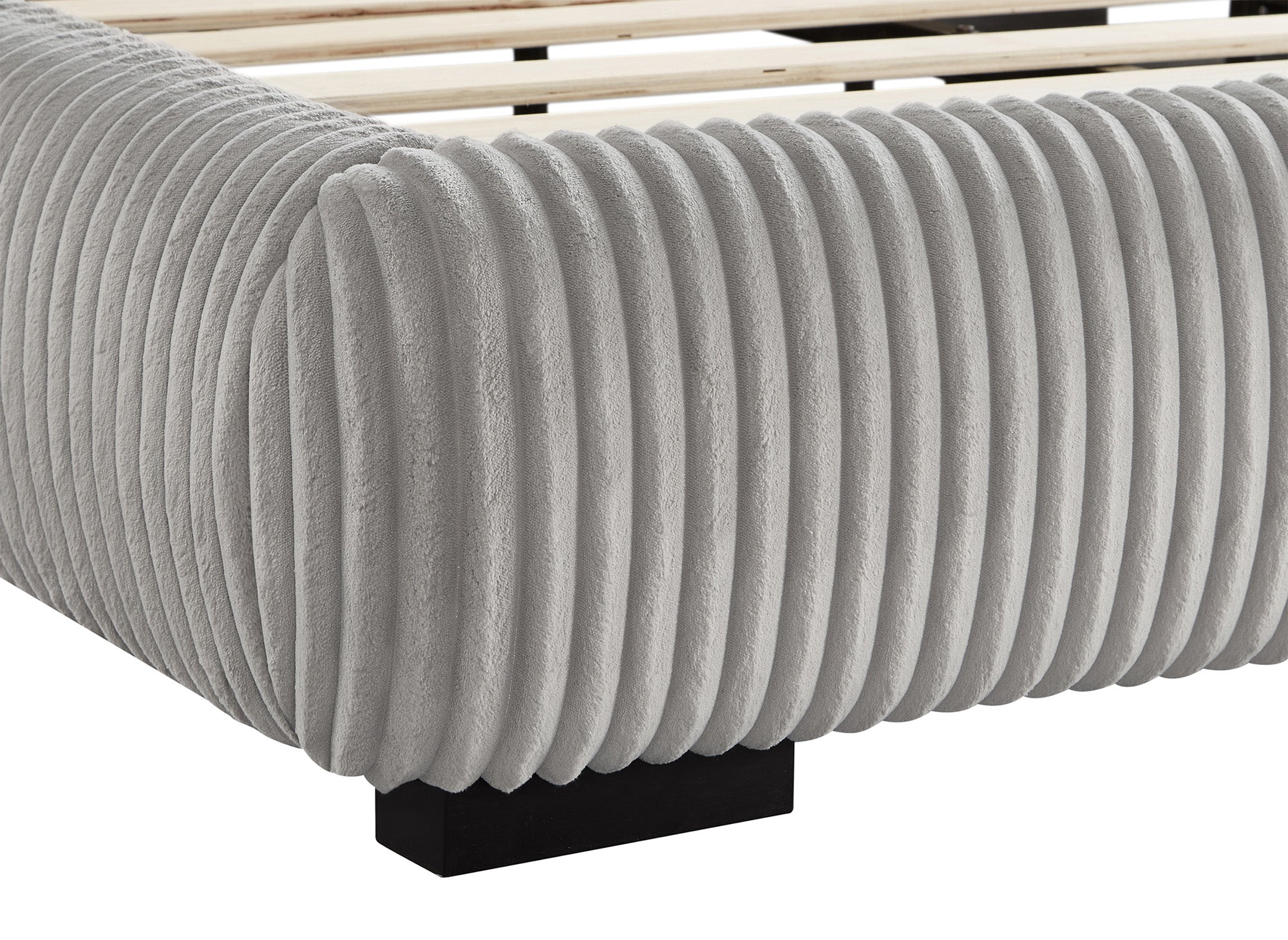 Cómoda cama doble de pana gris gruesa de 160x200 cm