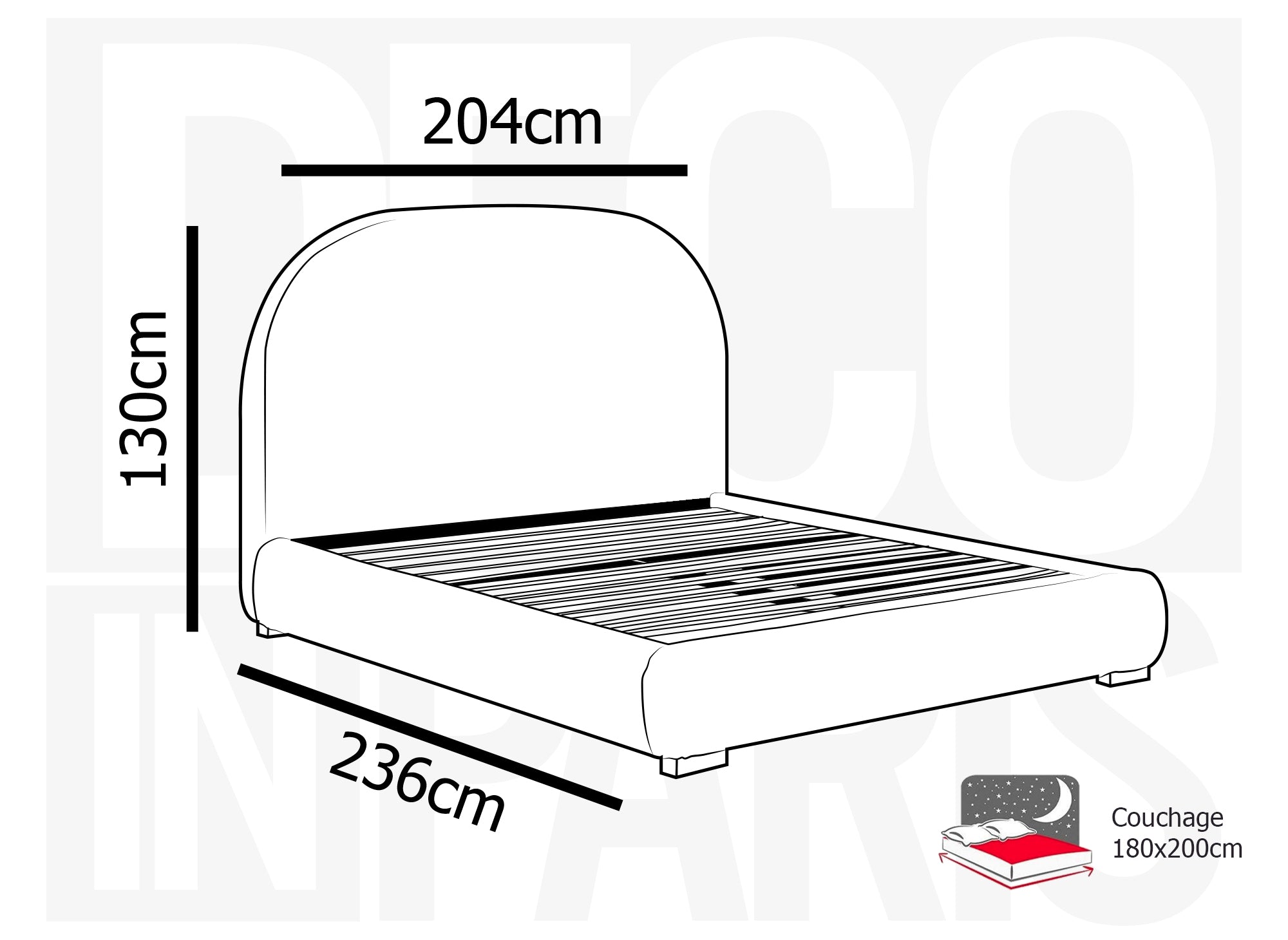Cómoda cama doble en pana gris gruesa, 180x200 cm