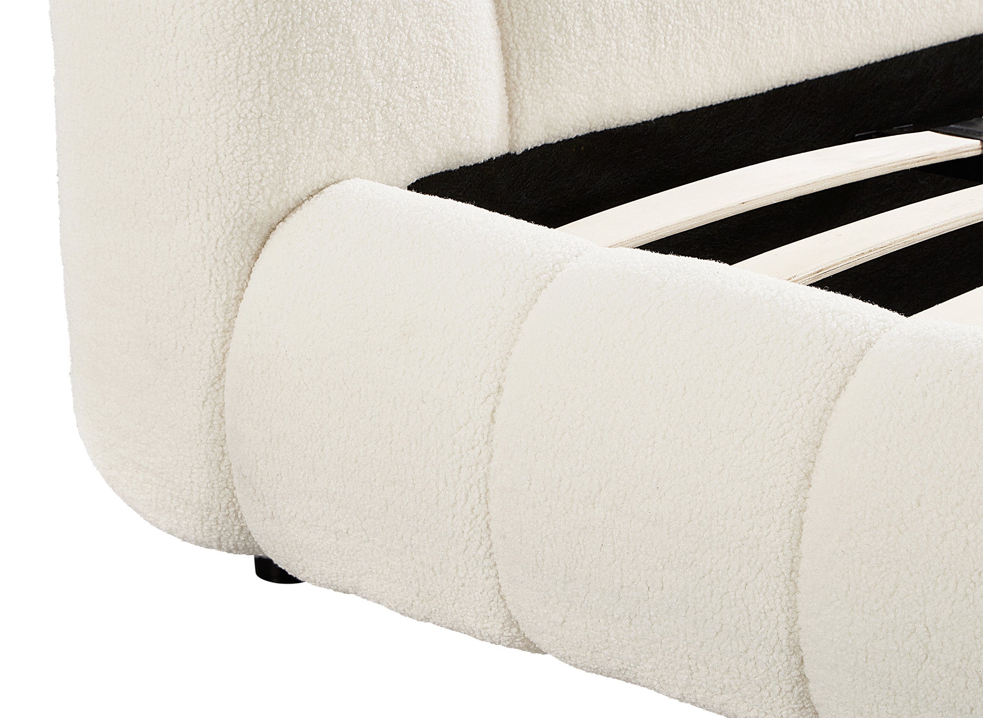 YOURI Cama doble de tela bouclé color crudo 180x200 cm