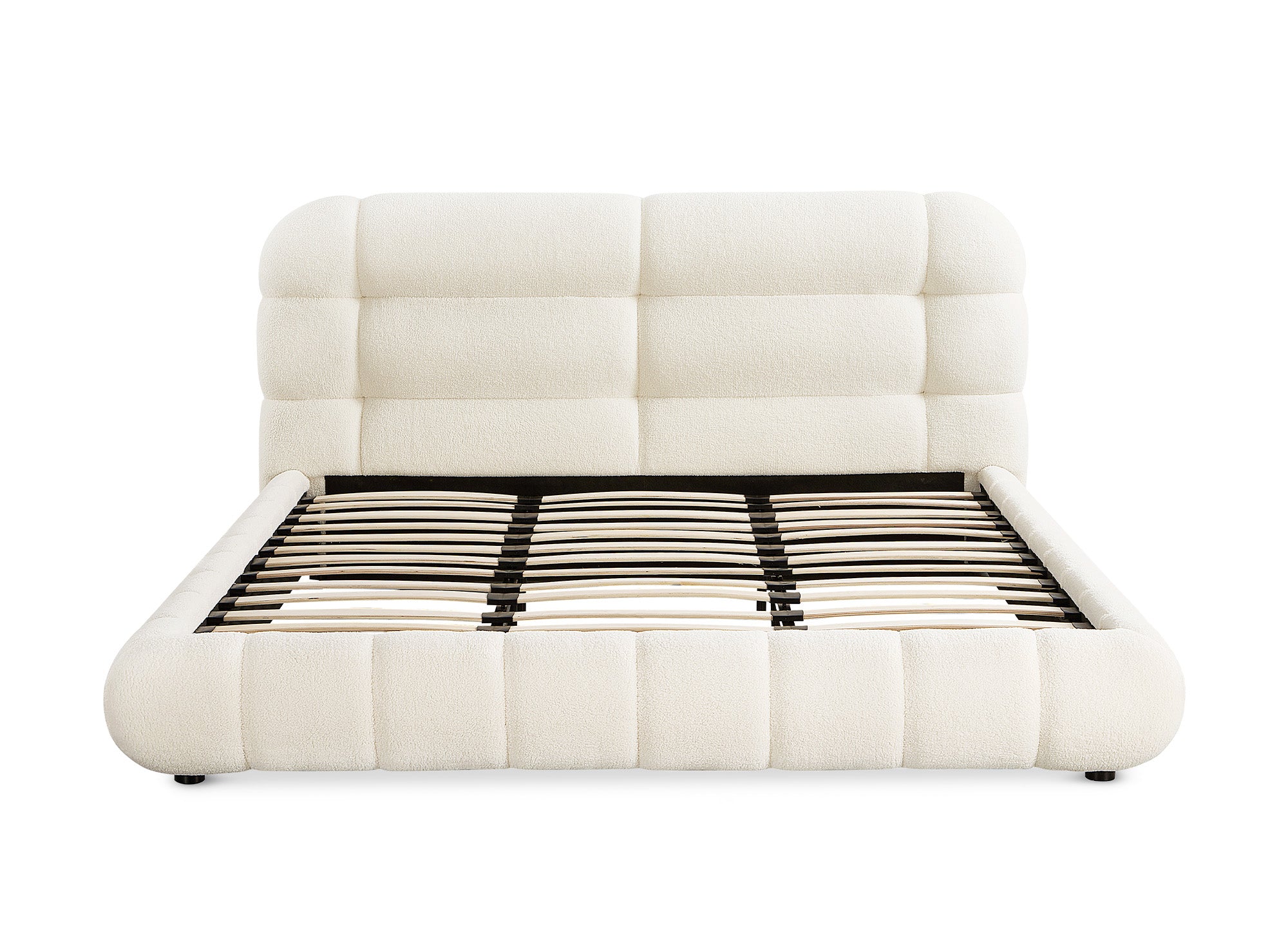 YOURI Cama doble de tela bouclé color crudo 180x200 cm