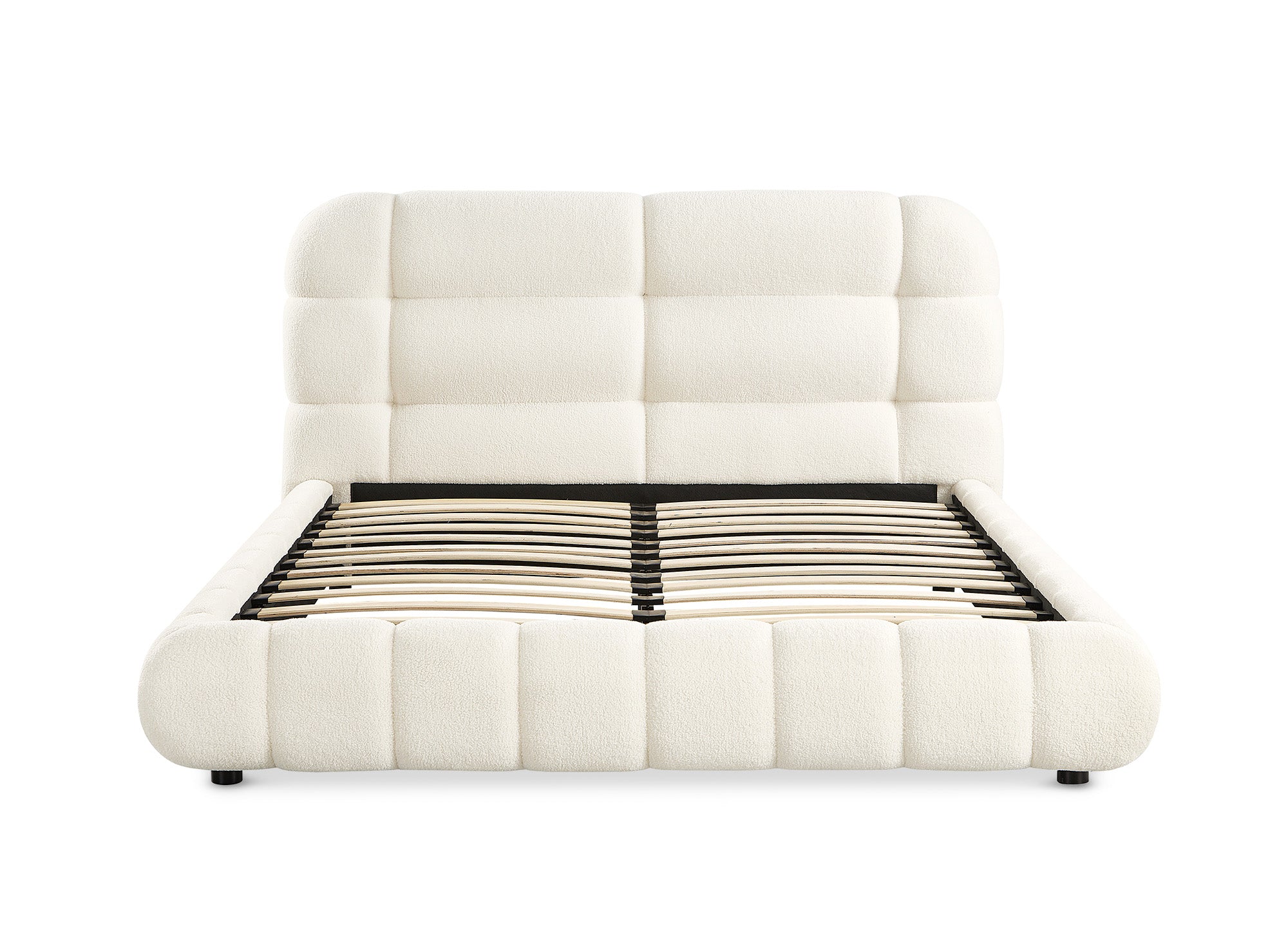 YOURI Cama doble de tela bouclé color crudo 160x200 cm