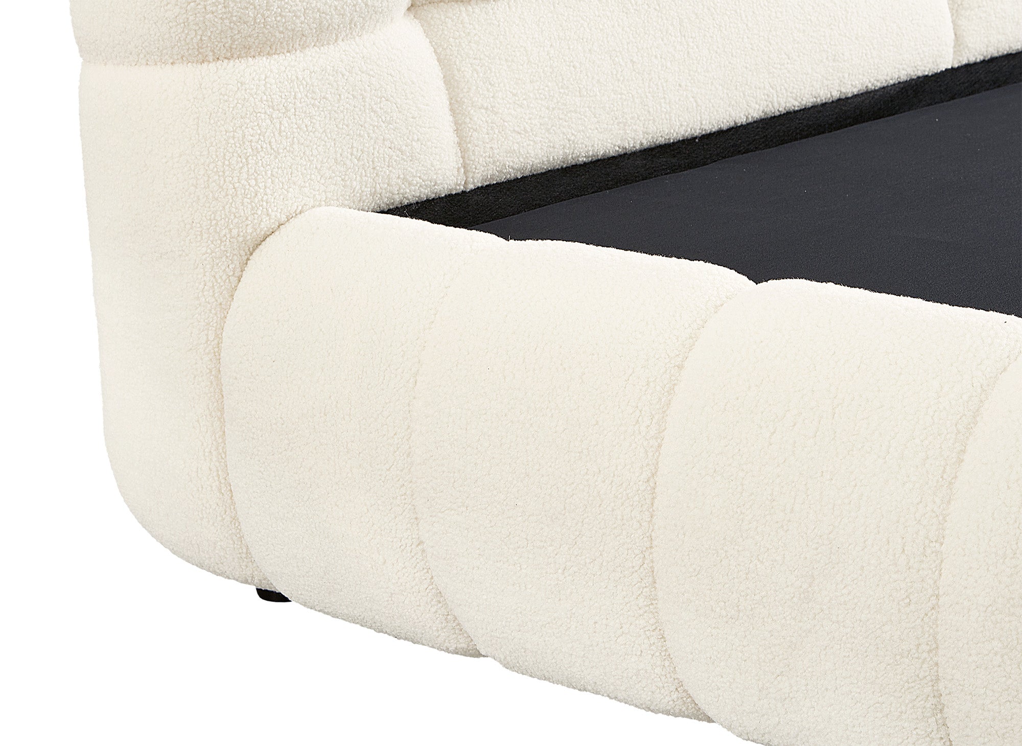 YOURI Cama contenedor de tela bouclé color crudo 180x200 cm