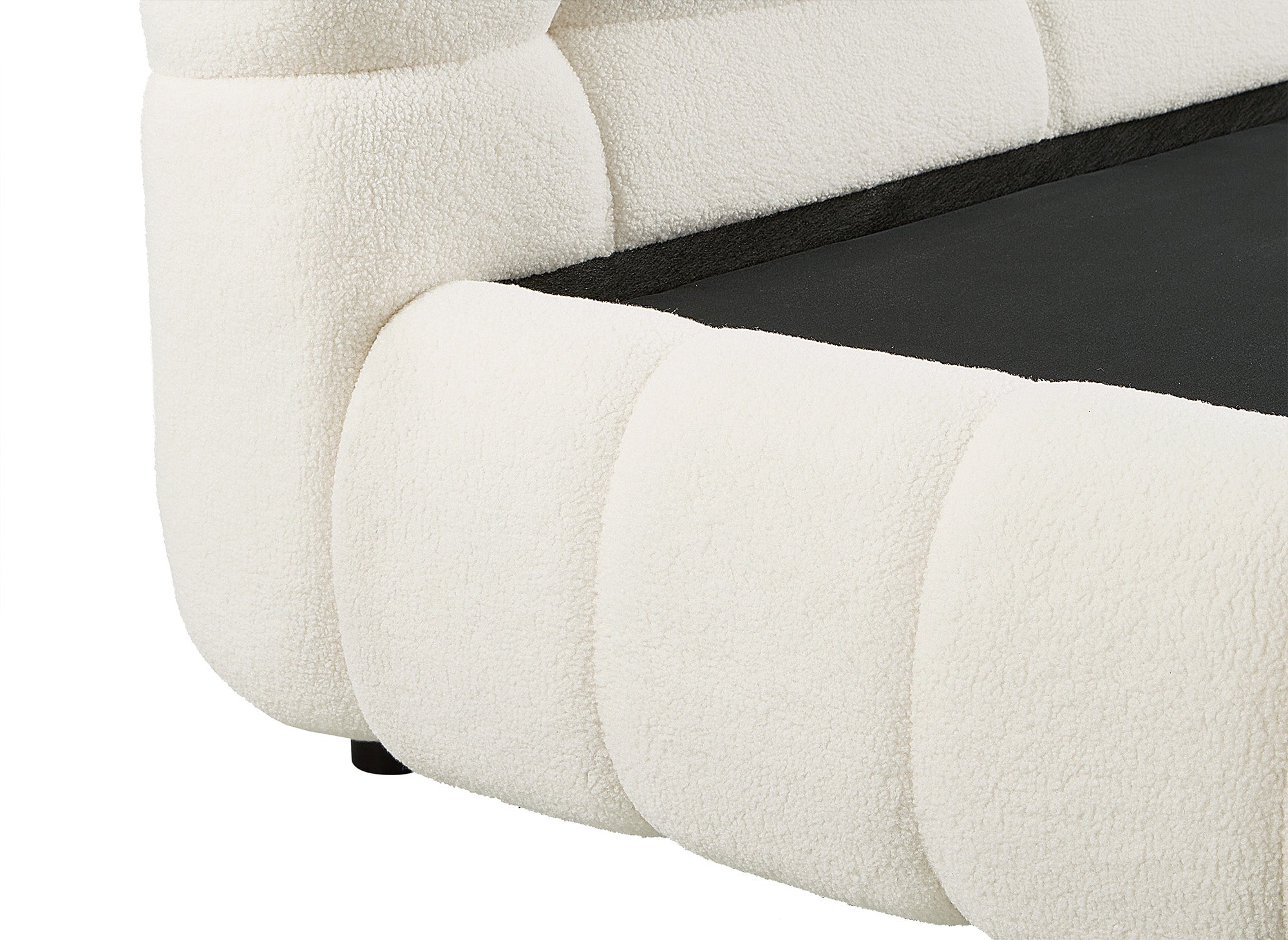 YOURI Cama contenedor de tela bouclé color crudo 160x200 cm