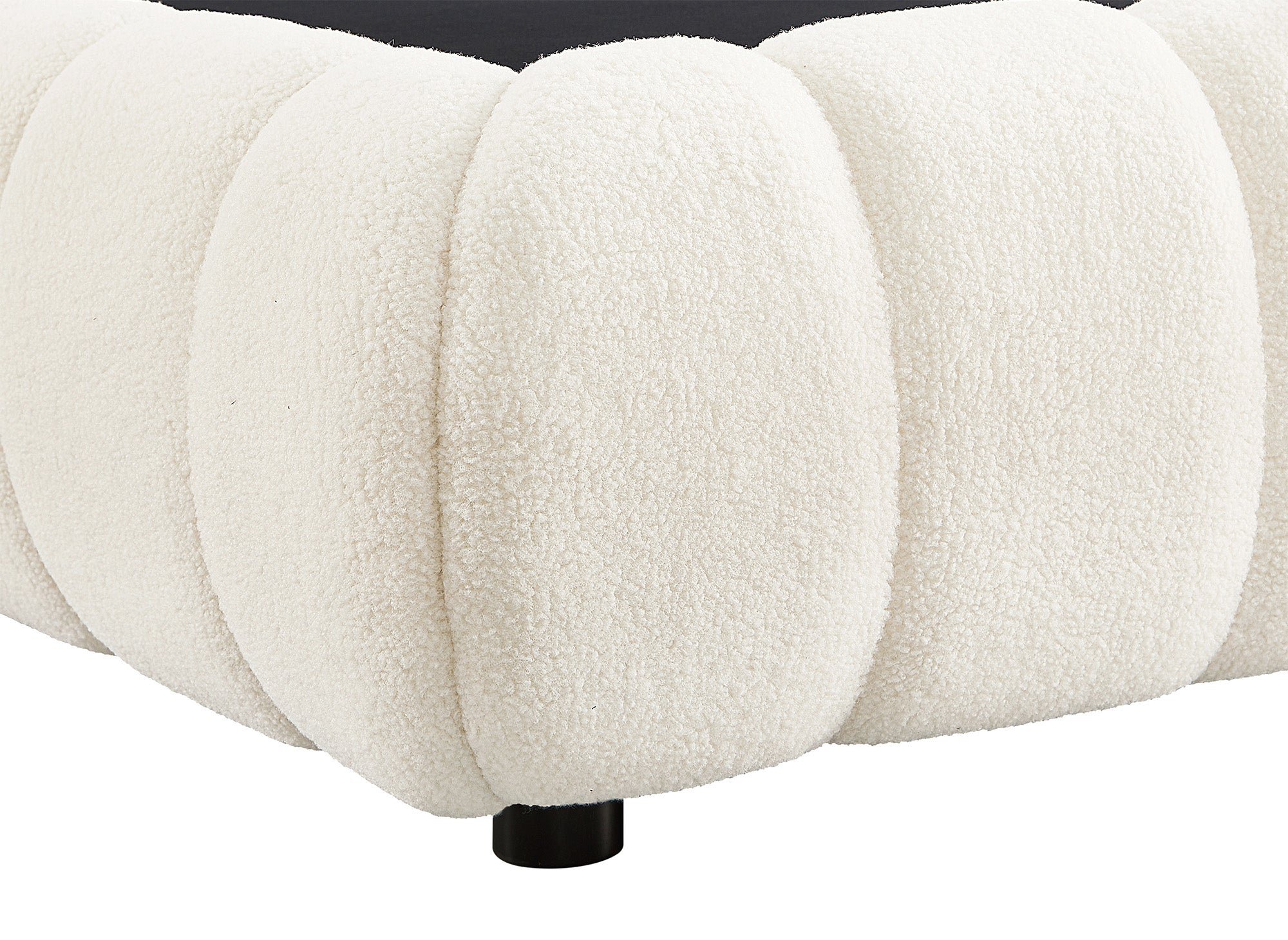 YOURI Cama contenedor de tela bouclé color crudo 160x200 cm