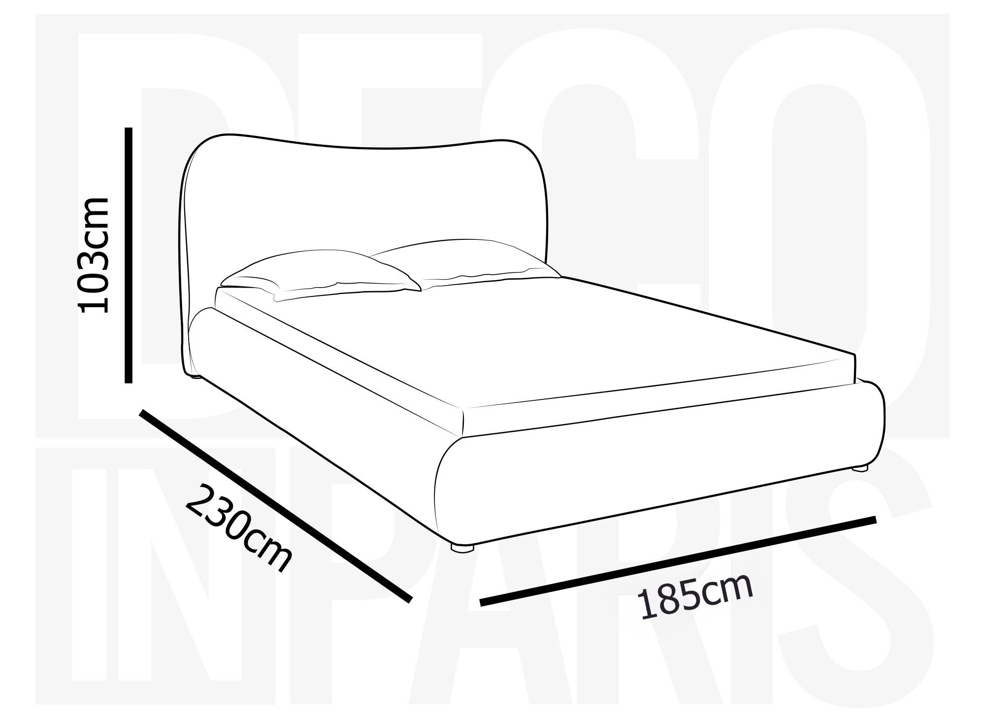 Cama doble PAMELA de 160 x 200 cm, efecto piel de oveja blanca.