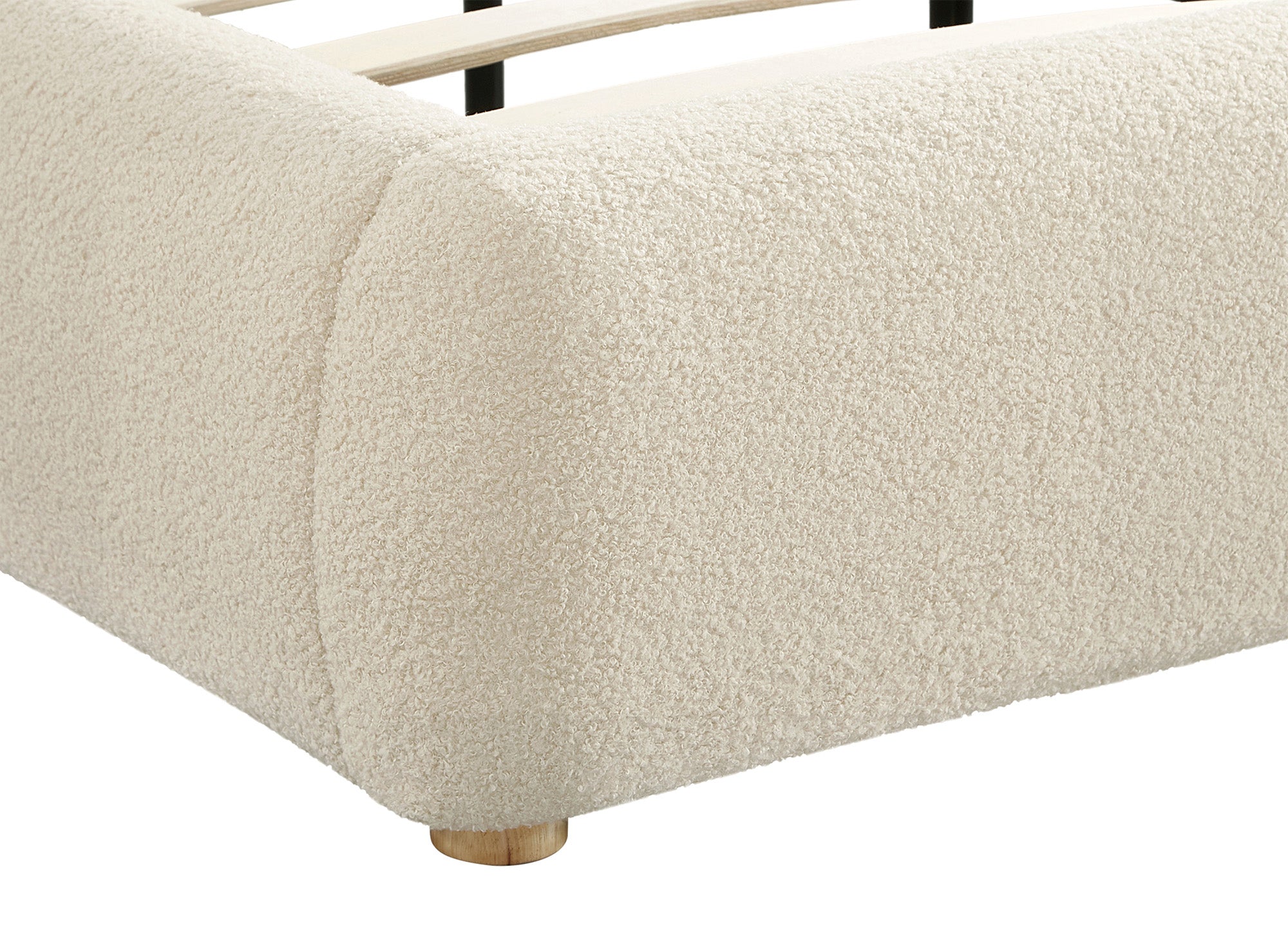 Cama doble de tejido bouclé beige 180x200cm BISCUIT