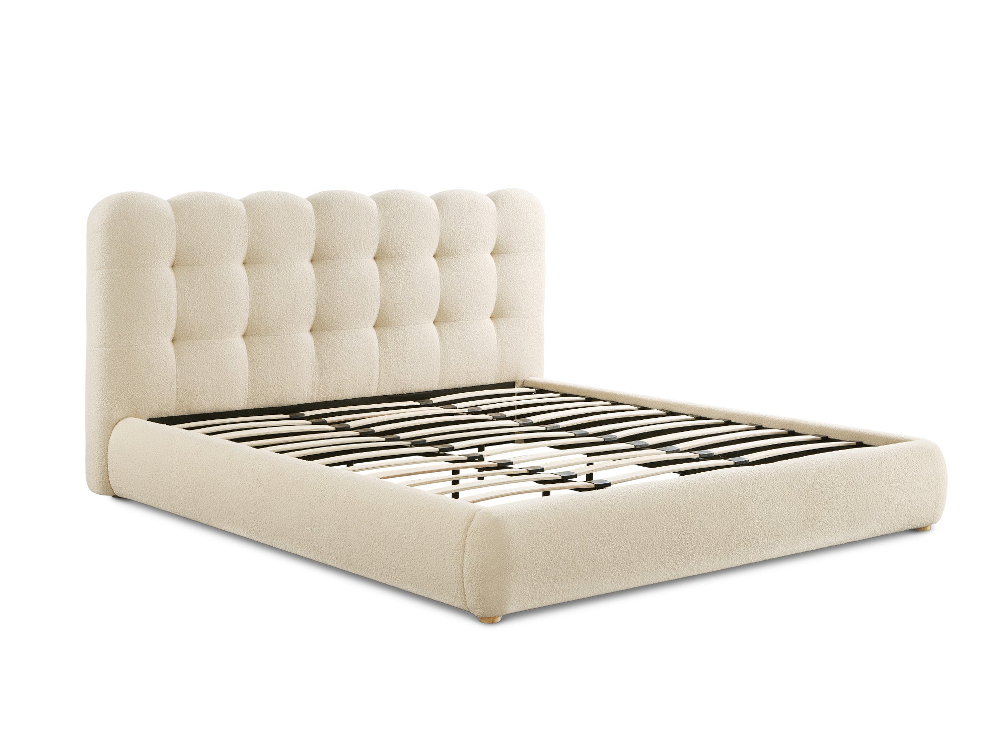 Cama doble de tejido bouclé beige 180x200cm BISCUIT