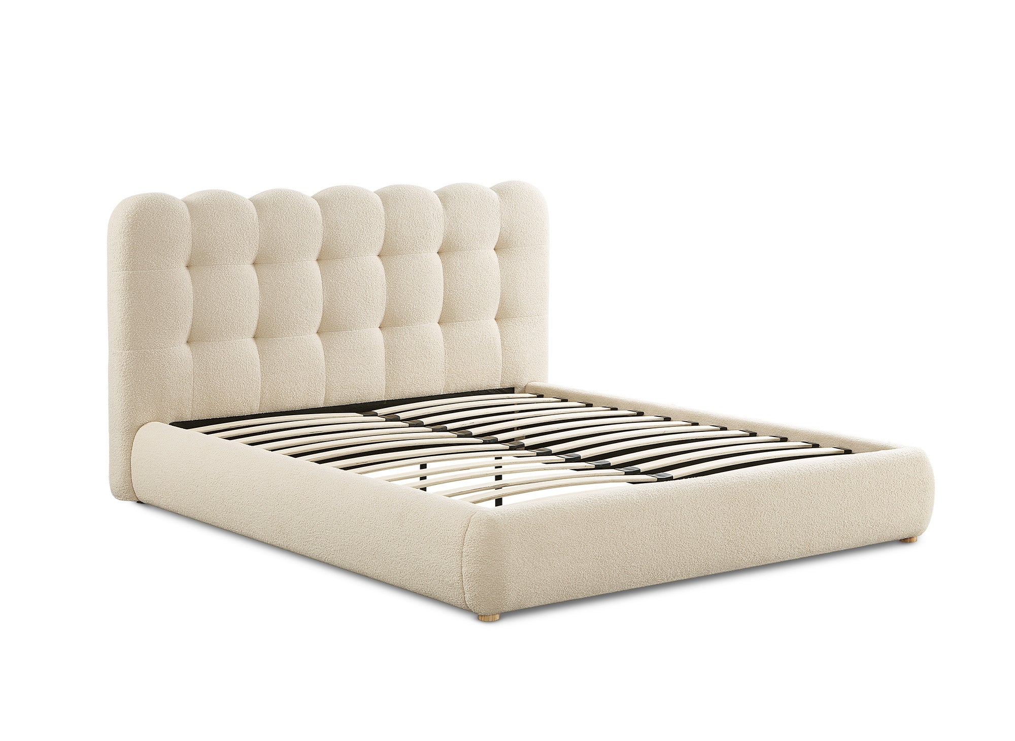 Cama doble de tejido bouclé beige 160x200cm BISCUIT