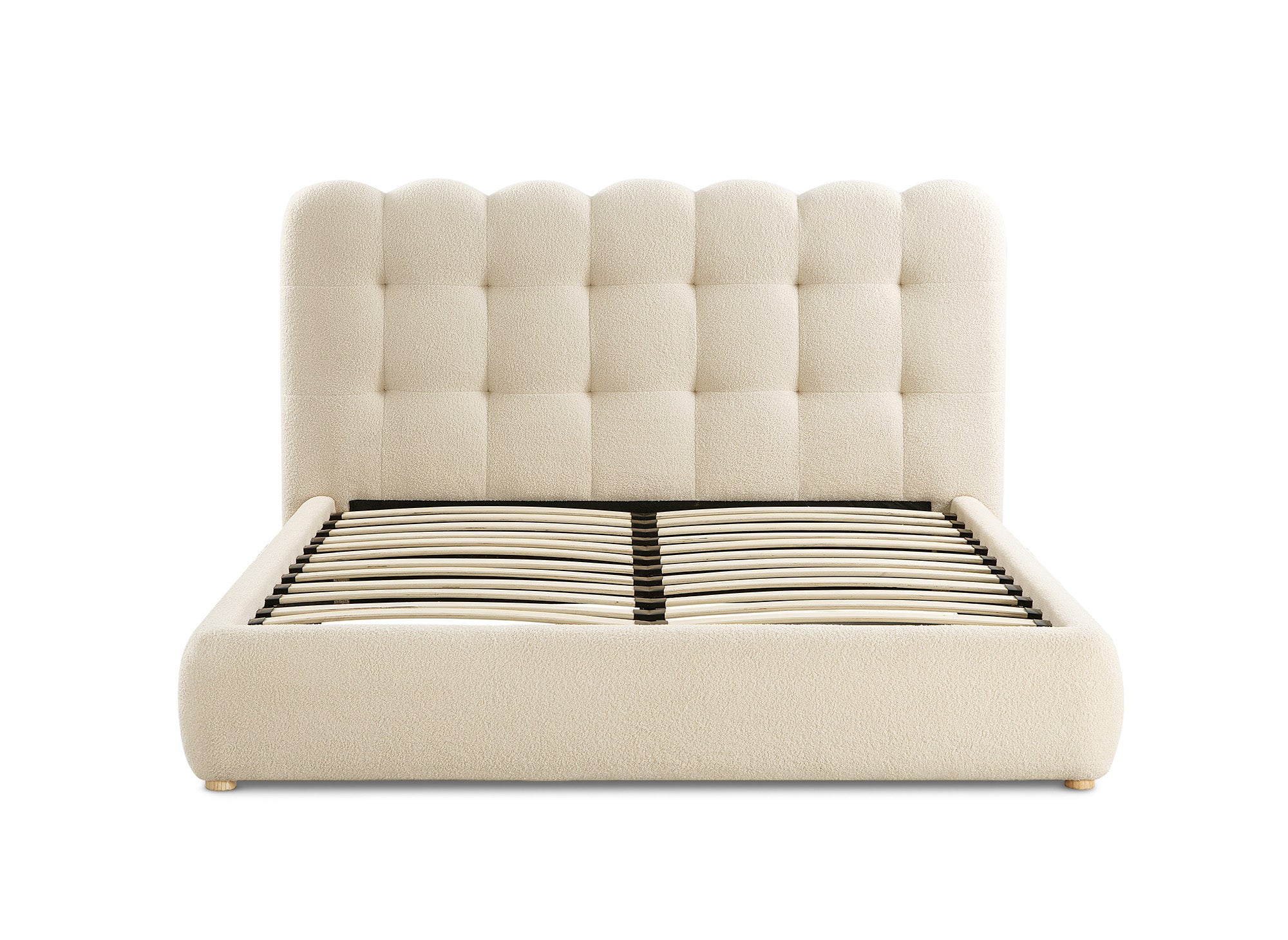 Cama doble de tejido bouclé beige 140x190cm BISCUIT