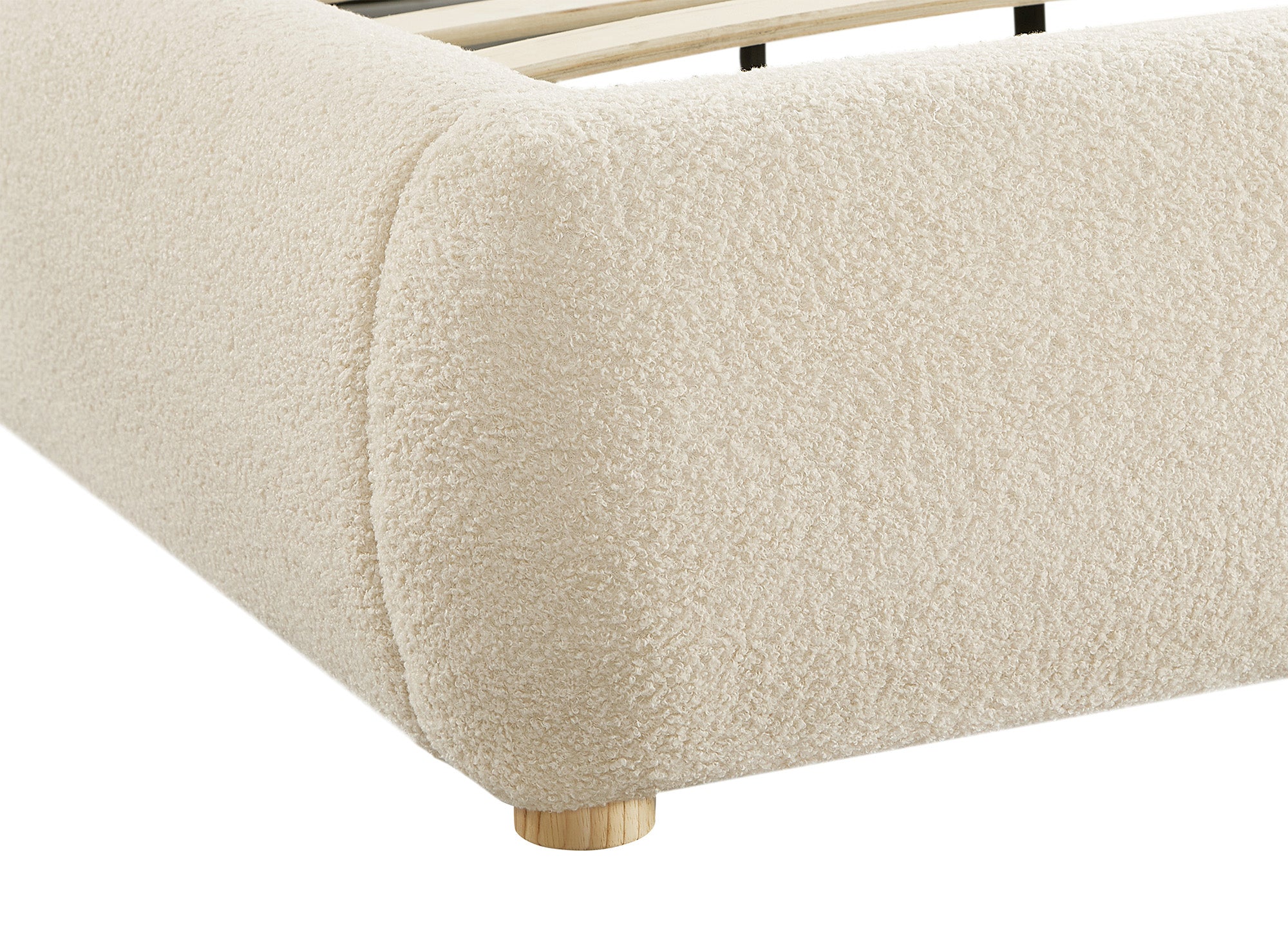 Cama doble de tejido bouclé beige 140x190cm BISCUIT